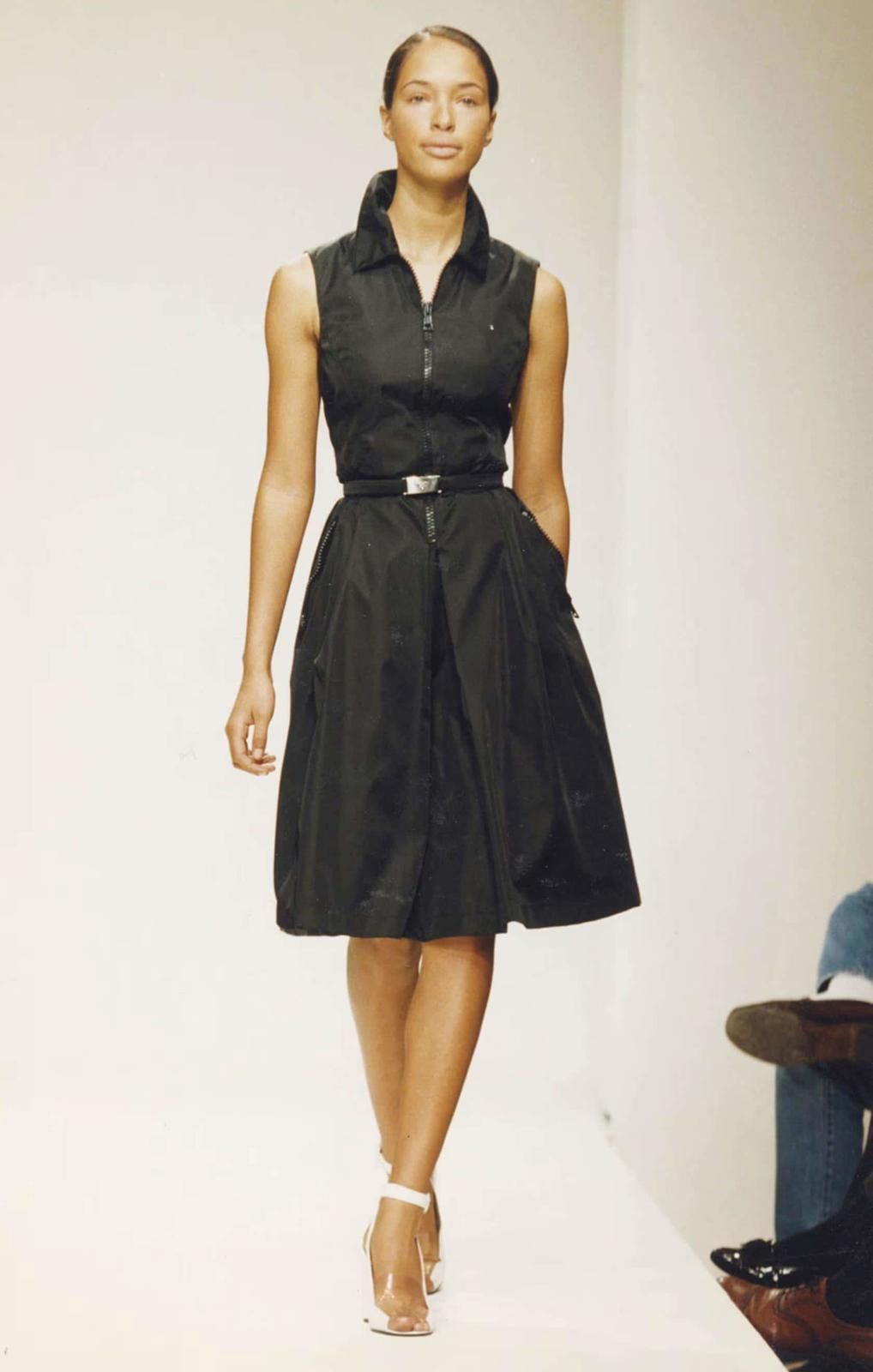 Other S/S 1995 Prada Runway Nylon Zipper Waist Sleeveless Dress Size L / US 10 / IT 46 - 1 Thumbnail