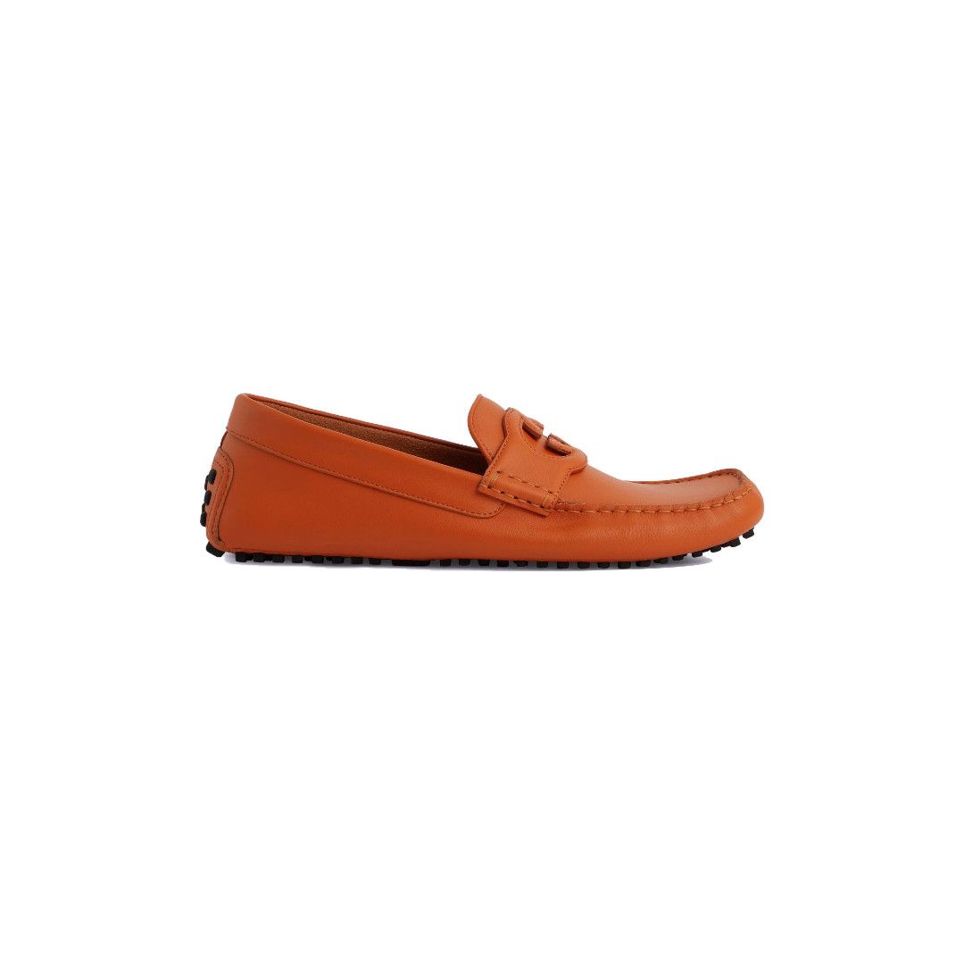o1s1wg111025 Moccasin Leather Formal Shoes in Orange