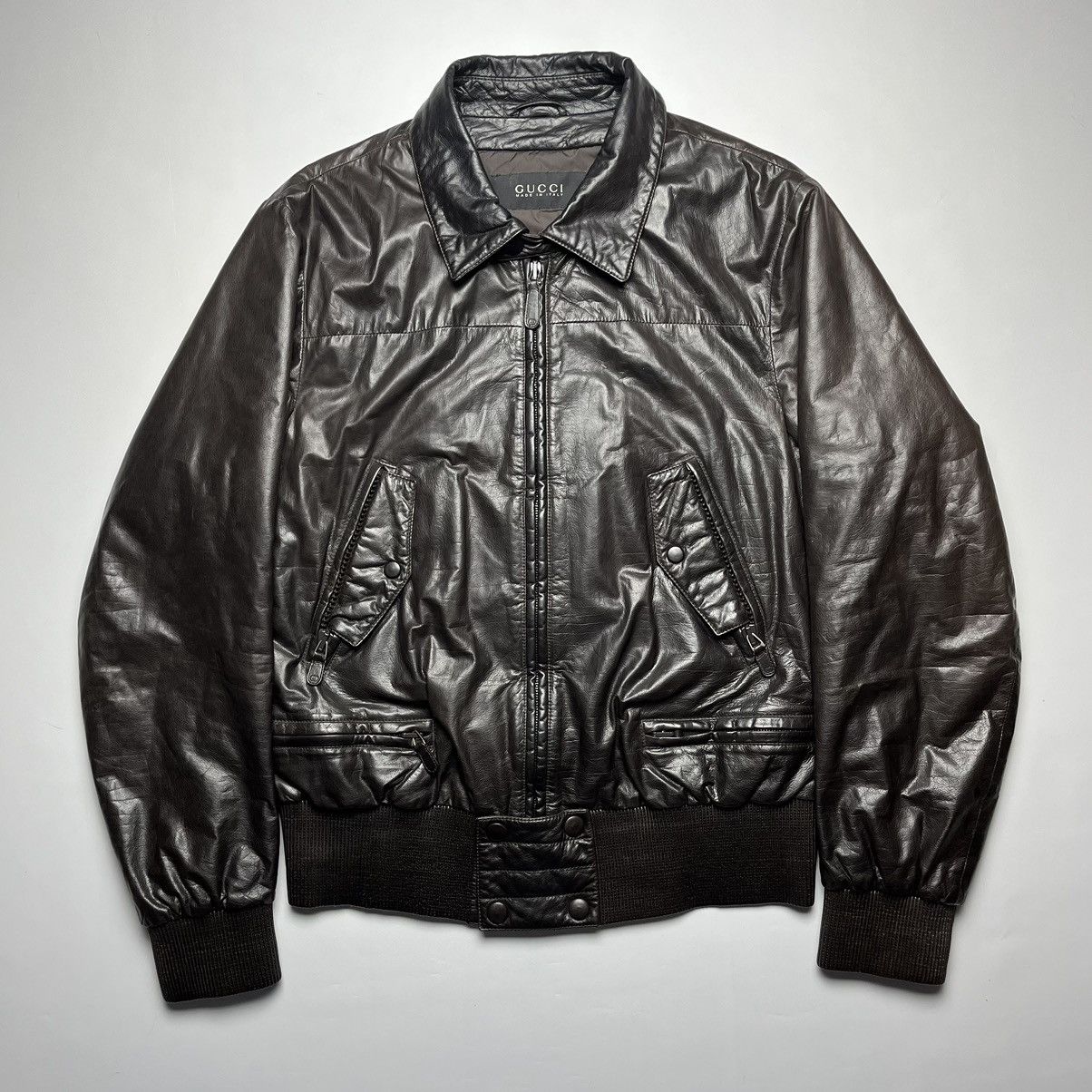 AW2004 Gucci Black Cafe Moto Biker Leather Jacket by Tom