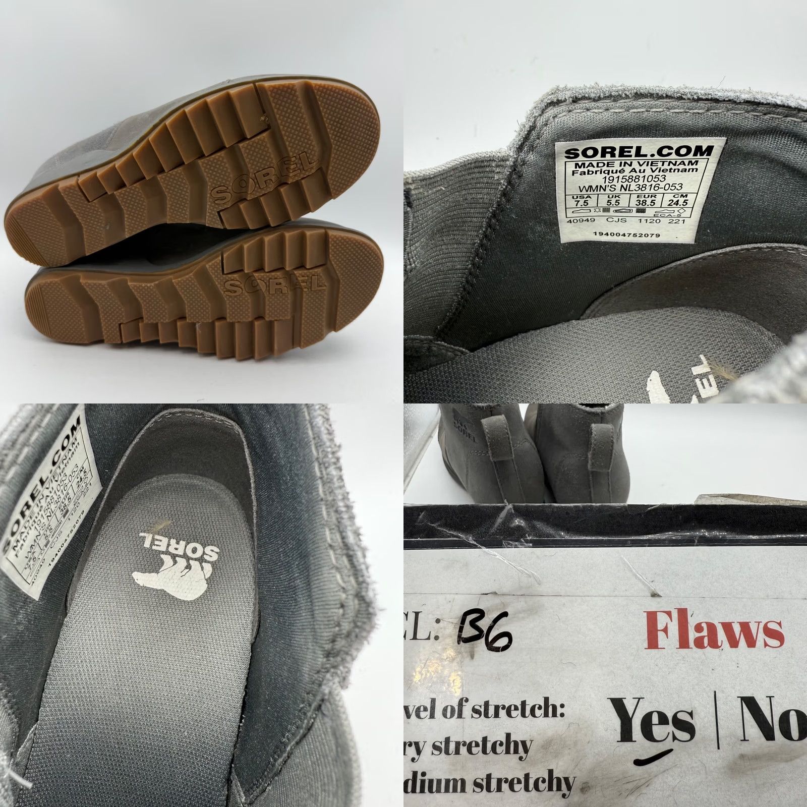 SOREL Sorel Womens Evie Bootie Ankle Pull On Size 7.5 Gray Leather Wedge Heel Size US 8 / IT 38 - 9 Thumbnail
