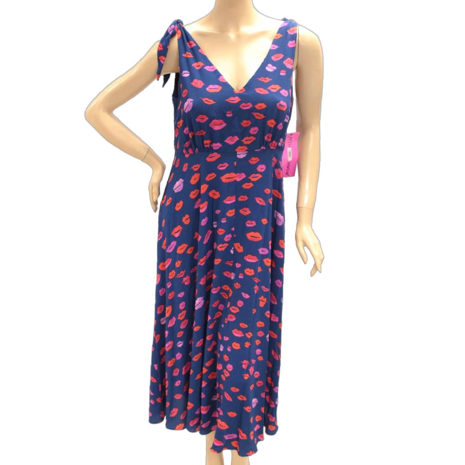 Betsey Johnson Betsey Johnson Dress Women's 14W Blue Kiss Tie Shoulder Straps Midi New Size XL / US 12-14 / IT 48-50 - 1 Thumbnail