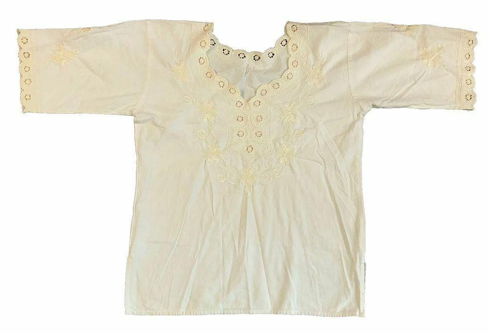 Designer Pre-Owned Hand Made Embroidered White Blouse L Size L / US 10 / IT 46 - 5 Thumbnail