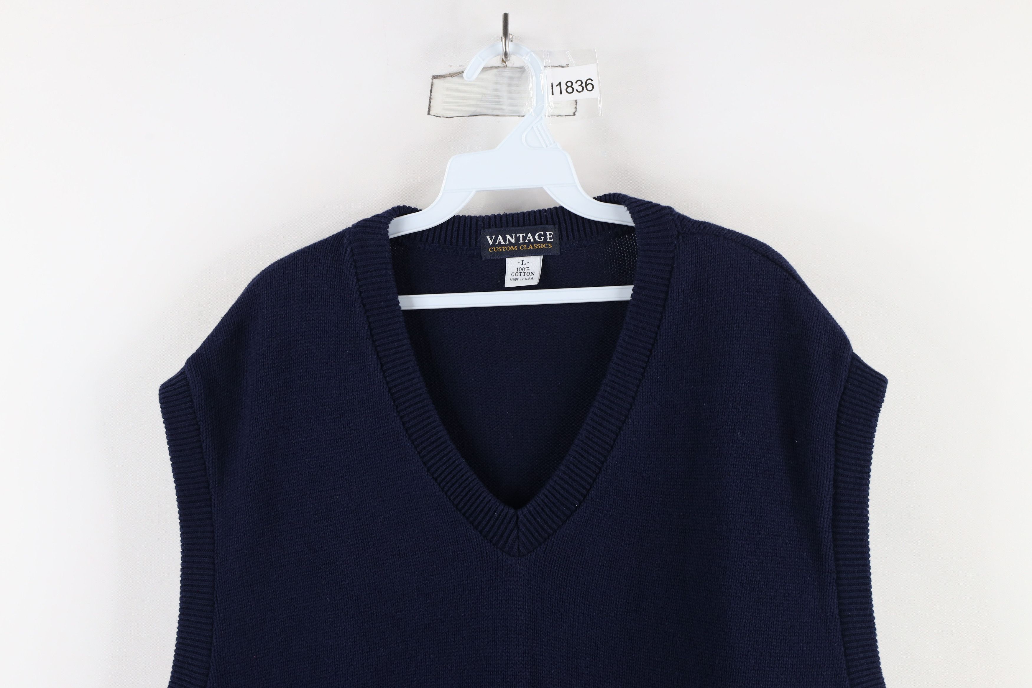 Vintage Vintage 90s Streetwear Cotton Knit Sweater Vest Blue USA Size US L / EU 52-54 / 3 - 2 Thumbnail