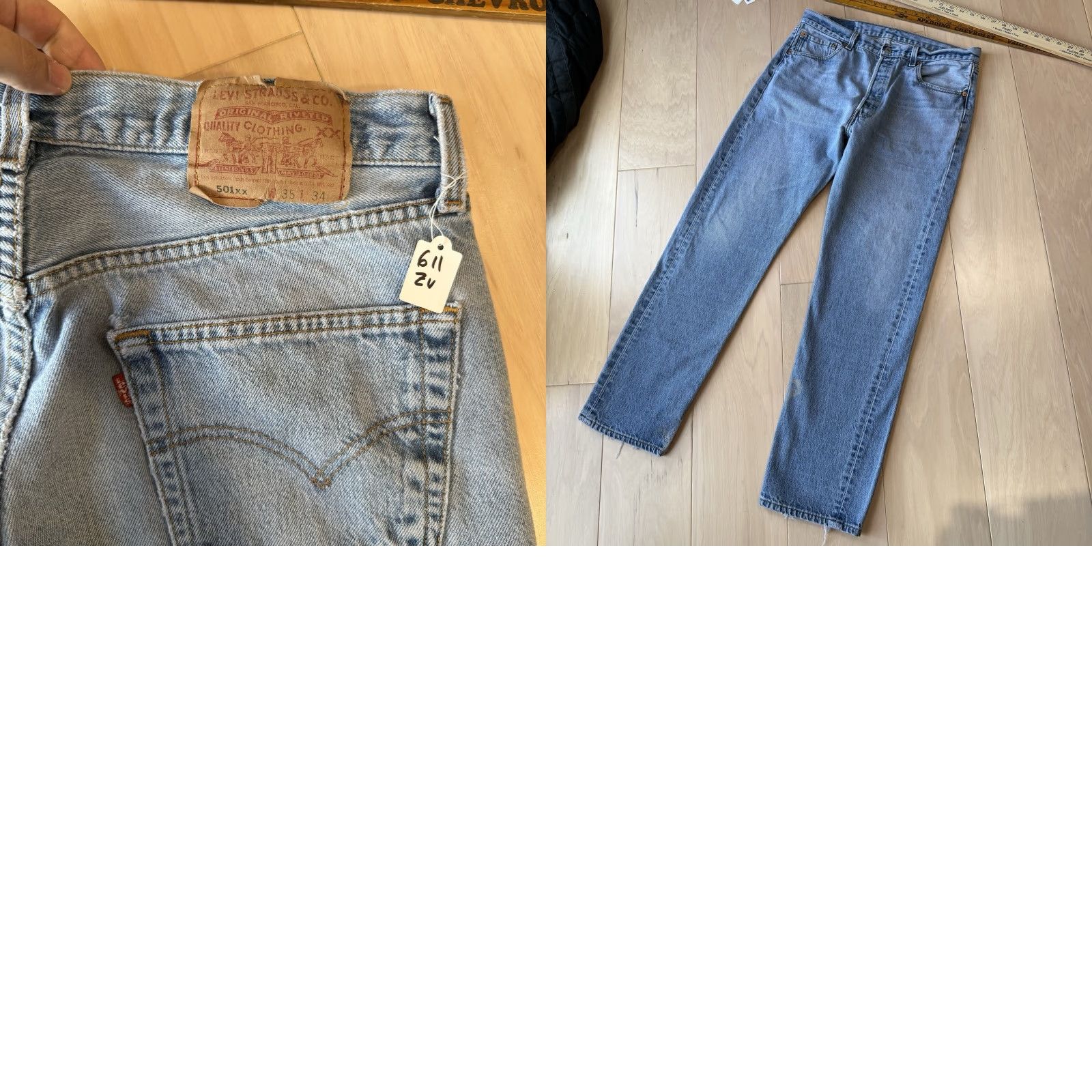 Levi's VINTAGE Levi's 501 Jeans 32 Blue Straight Leg 90s Denim Workwear Non Selvedge Mens Jeans Regu lar 32x30 Size US 32 / EU 48 - 9 Thumbnail