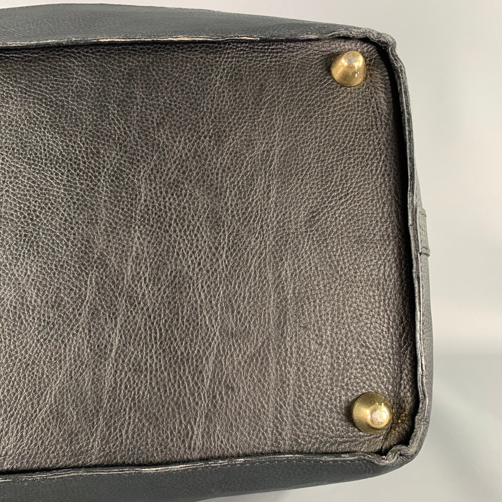 Barneys New York BARNEYS NEW YORK Black Gold Crackled Leather Duffle Bags Size ONE SIZE - 8 Thumbnail