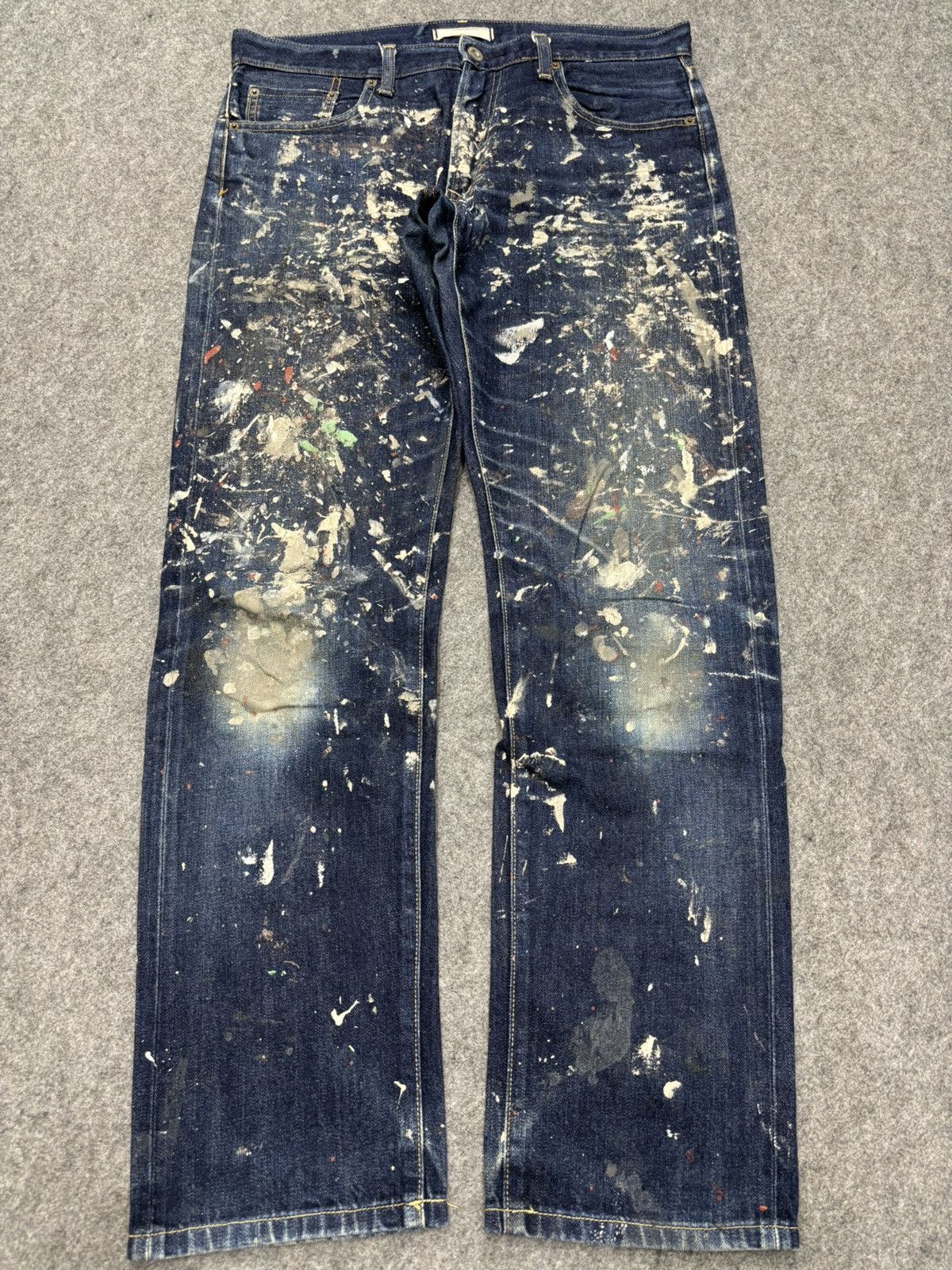 Japanese Brand 💥ART💥Uniqlo Japan Heavy Paint Splatter Selvedge Denim F673 Size US 34 / EU 50 - 25 Thumbnail