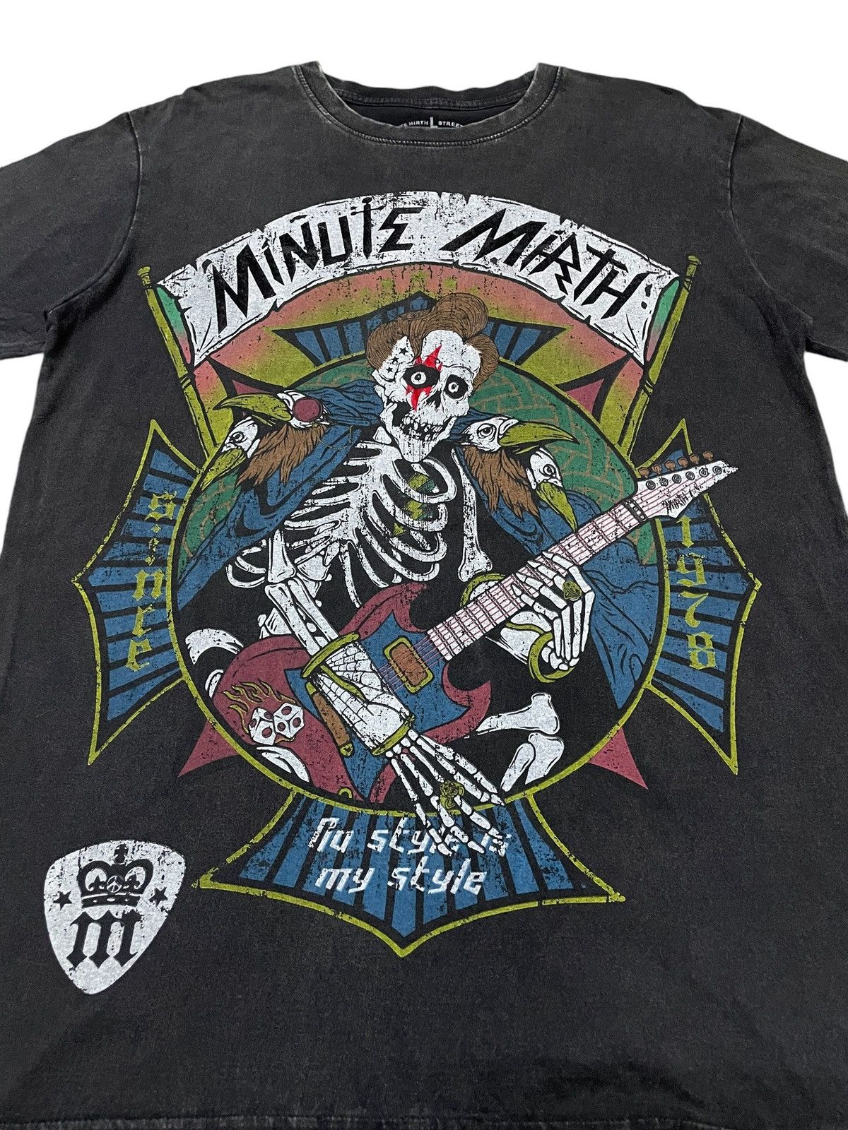 Hysteric Glamour × Japanese Brand Minute Mirth Rockin Skeletons Vintage Black Wash Tshirt Size US L / EU 52-54 / 3 - 4 Thumbnail