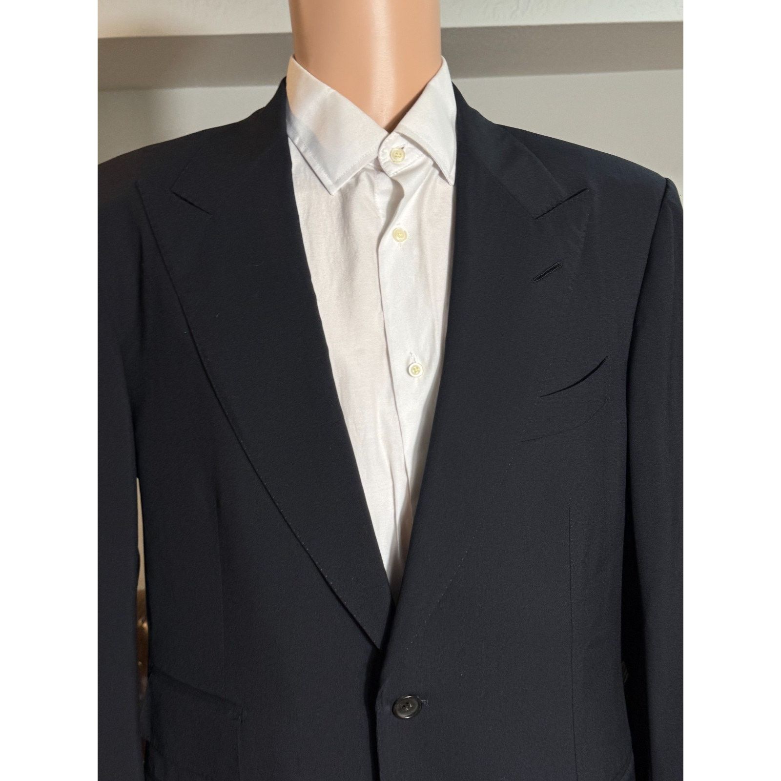 Tom Ford Tom Ford Navy Blue Wool Peak Lapel Suit Windsor 52R 42R Size 42R - 10 Thumbnail