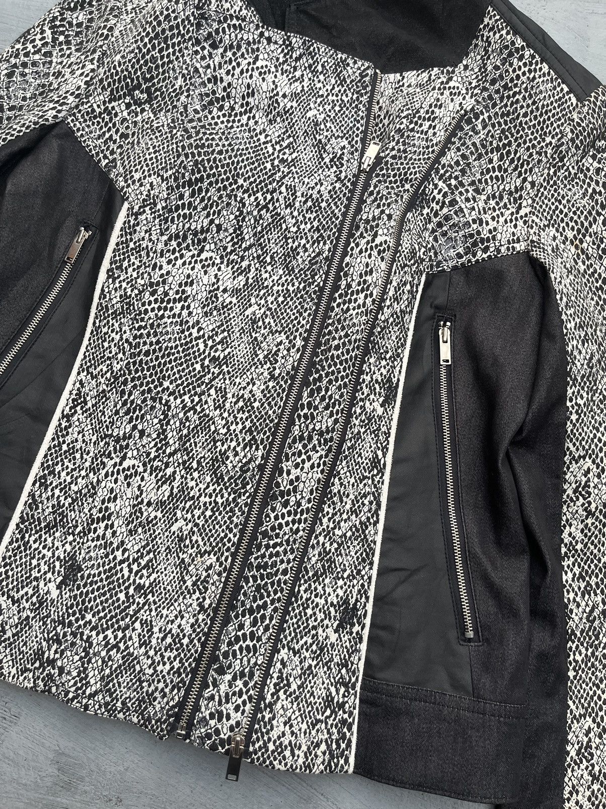 14th Addiction JAPANESE asymmetrical BLU PEPE SNAKE JACKET LEATHER LGB Size US S / EU 44-46 / 1 - 5 Thumbnail
