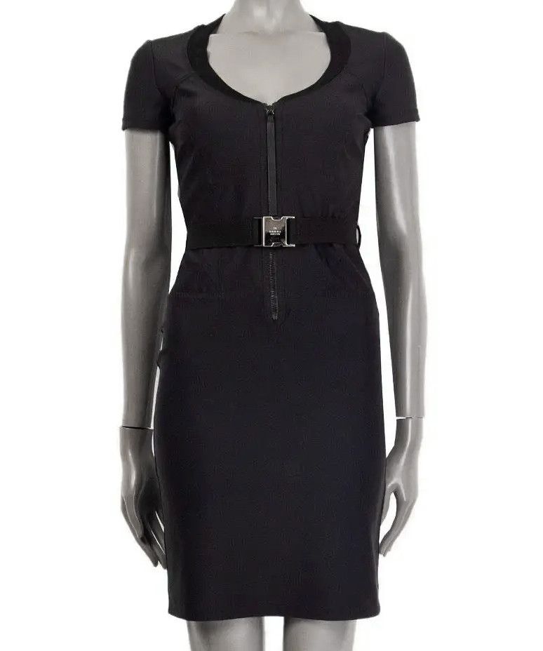 Gucci GUCCI Dress Neoprene Belt Logo Zip Womens 2009 Black S Size S / US 4 / IT 40 - 1 Thumbnail