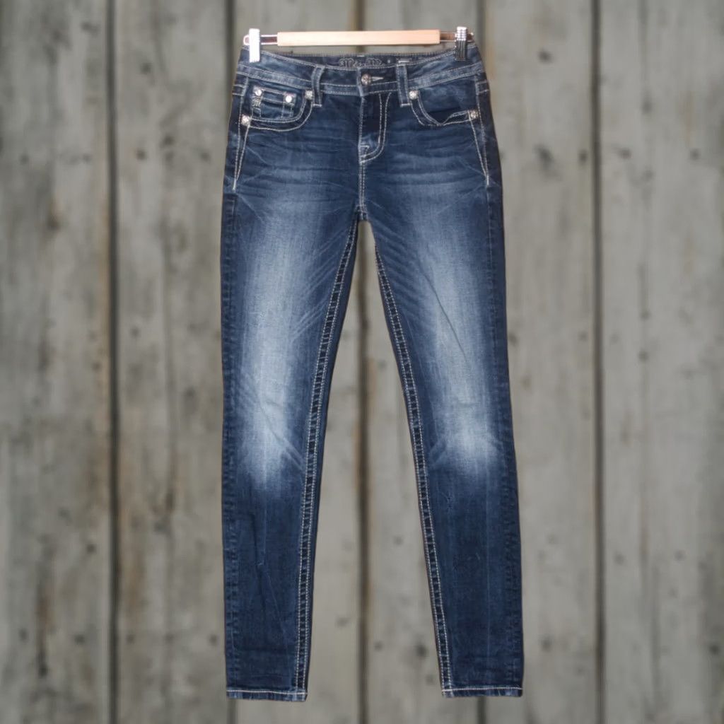 Miss Me MISS ME Jeans Skinny Denim Blue Sz 26 Regular Inseam 30.5" Mid Rise Womens Size 26" / US 2 / IT 38 - 1 Thumbnail