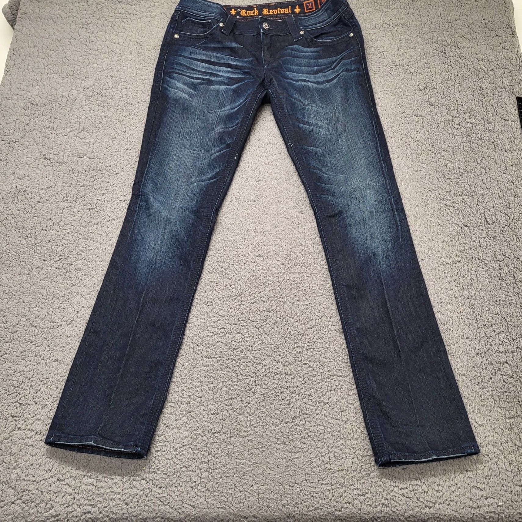 Vintage Rock Revival Debbie Boot Cut Jeans Women's 31×34 Bootcut Denim Blue Distressed Logo 5-Pocket Western Cowboy Rock Revival Debbie bootcut Women 31×34 Size 24" / US 00 / IT 34 - 2 Thumbnail
