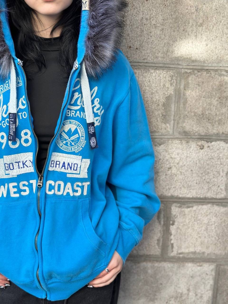 Japanese Brand VTG Mans Custom Tokyo Landry Zip Hoodie Faux Fur Hood Y2K Size US L / EU 52-54 / 3 - 5 Thumbnail