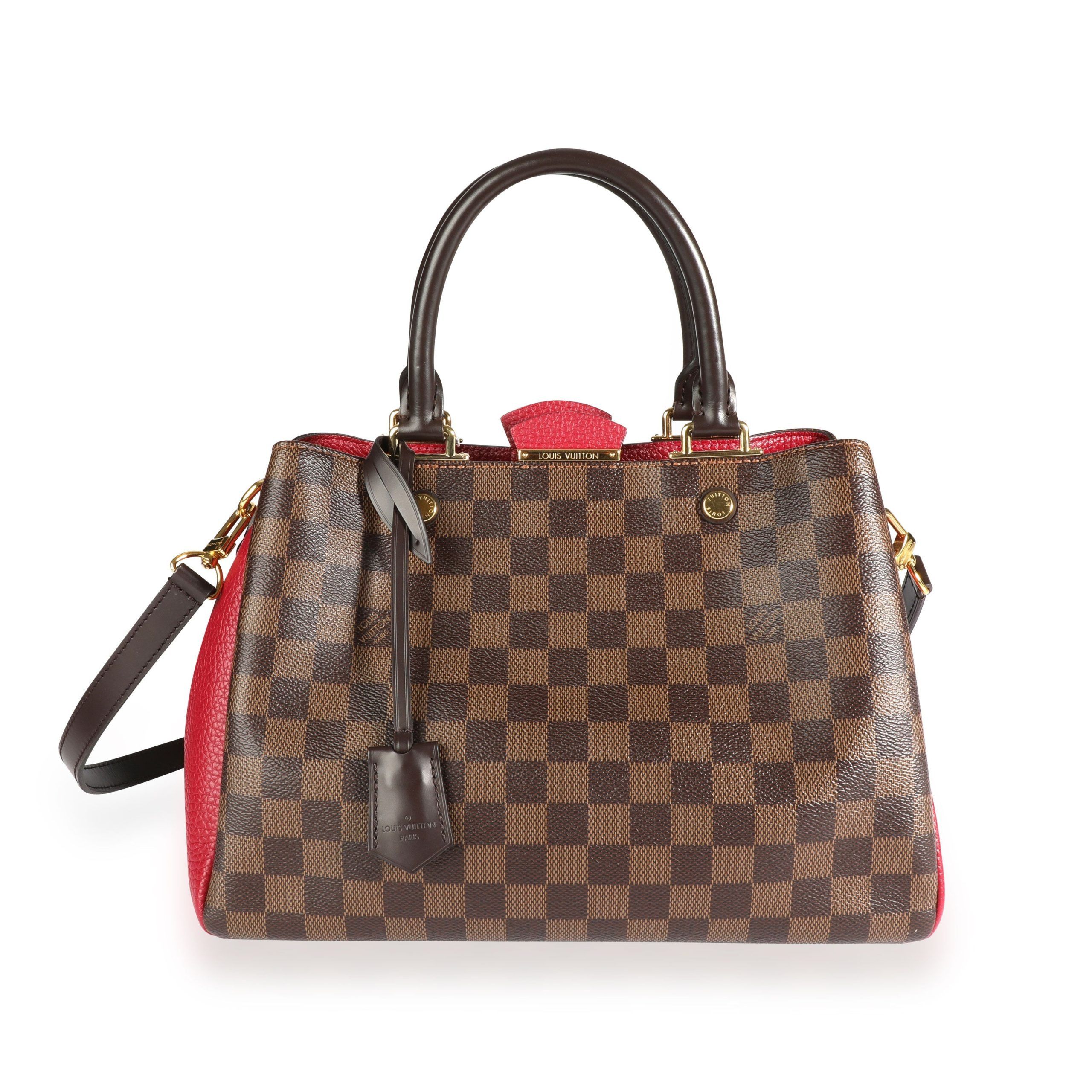 image of Louis Vuitton Damier Ebene & Bordeaux Taurillon Leather Brittany Bag in Brown, Women's