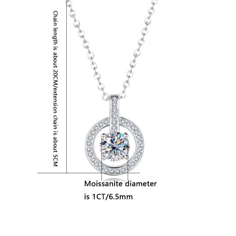 Jewelry S925 Silver 1 Carat Moissanite Beating Heart Round Pendant Size ONE SIZE - 6 Thumbnail