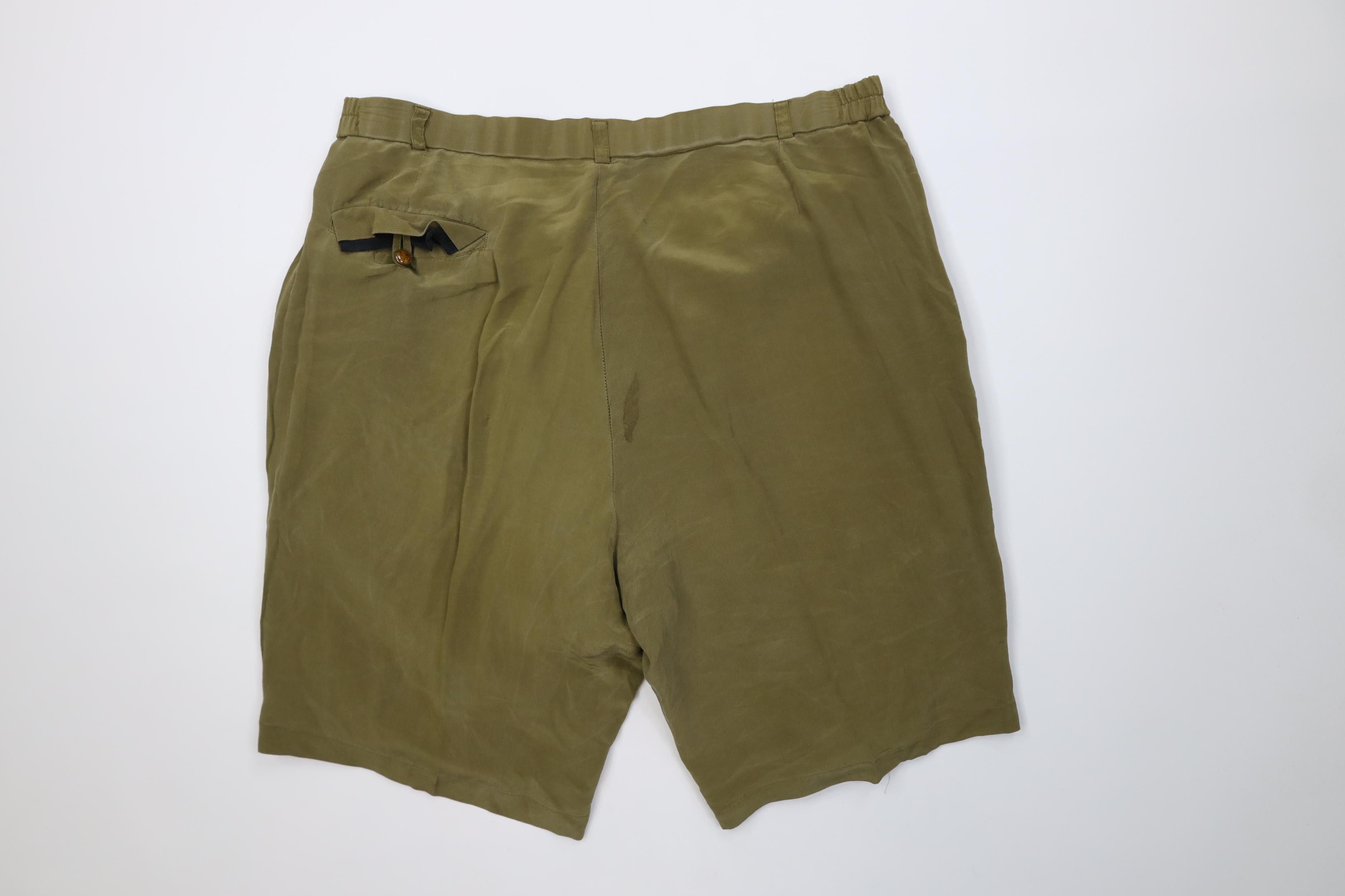 Vintage Vintage 90s Streetwear Above Knee Silk Pleated Shorts Green Size US 34 / EU 50 - 9 Thumbnail