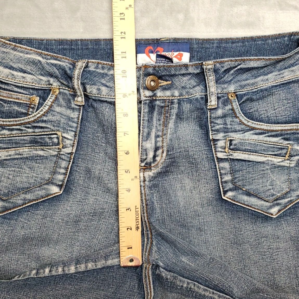 Vintage MWAH Shorts Womens 16W Blue Denim Bermuda Relaxed Fit Stretch Blend 90s Retro Pockets Zip Womens Size 38" / US 16 / IT 52 - 7 Thumbnail