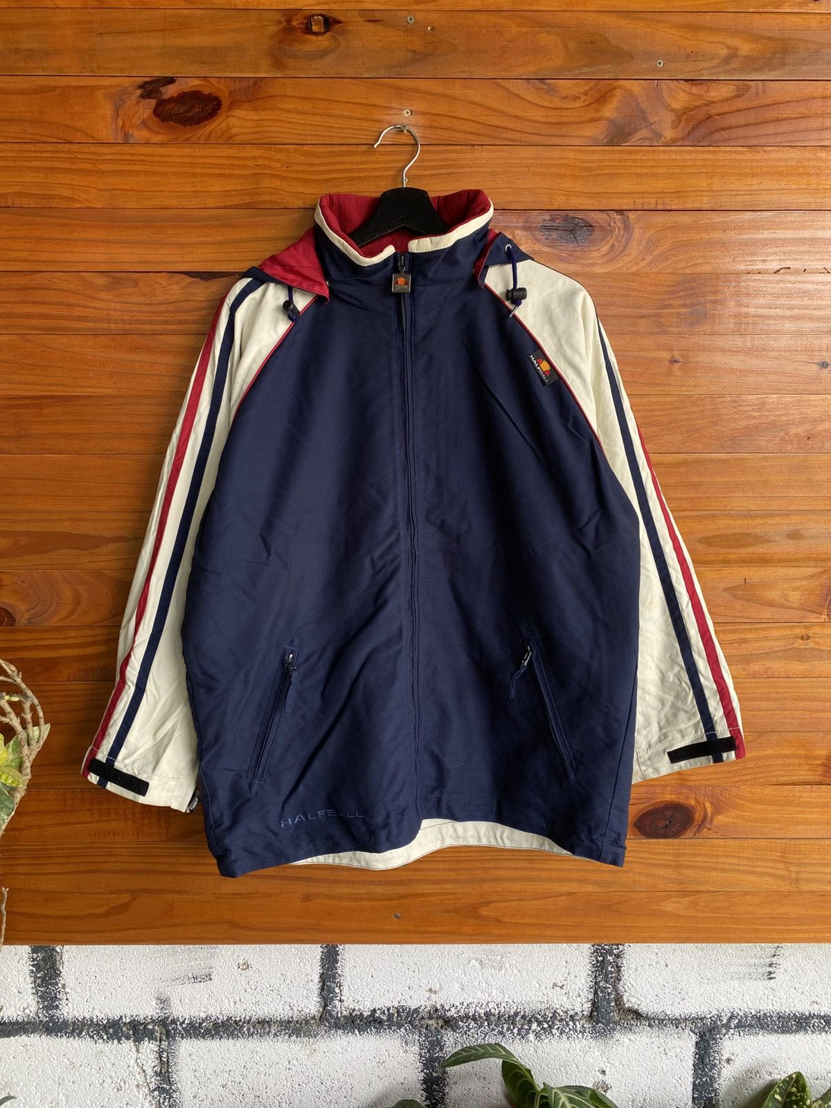 Ellesse × Goldwin Vintage Ellesse Halfball Hooded Jacket Navy White Red Jacket Size US S / EU 44-46 / 1 - 3 Thumbnail