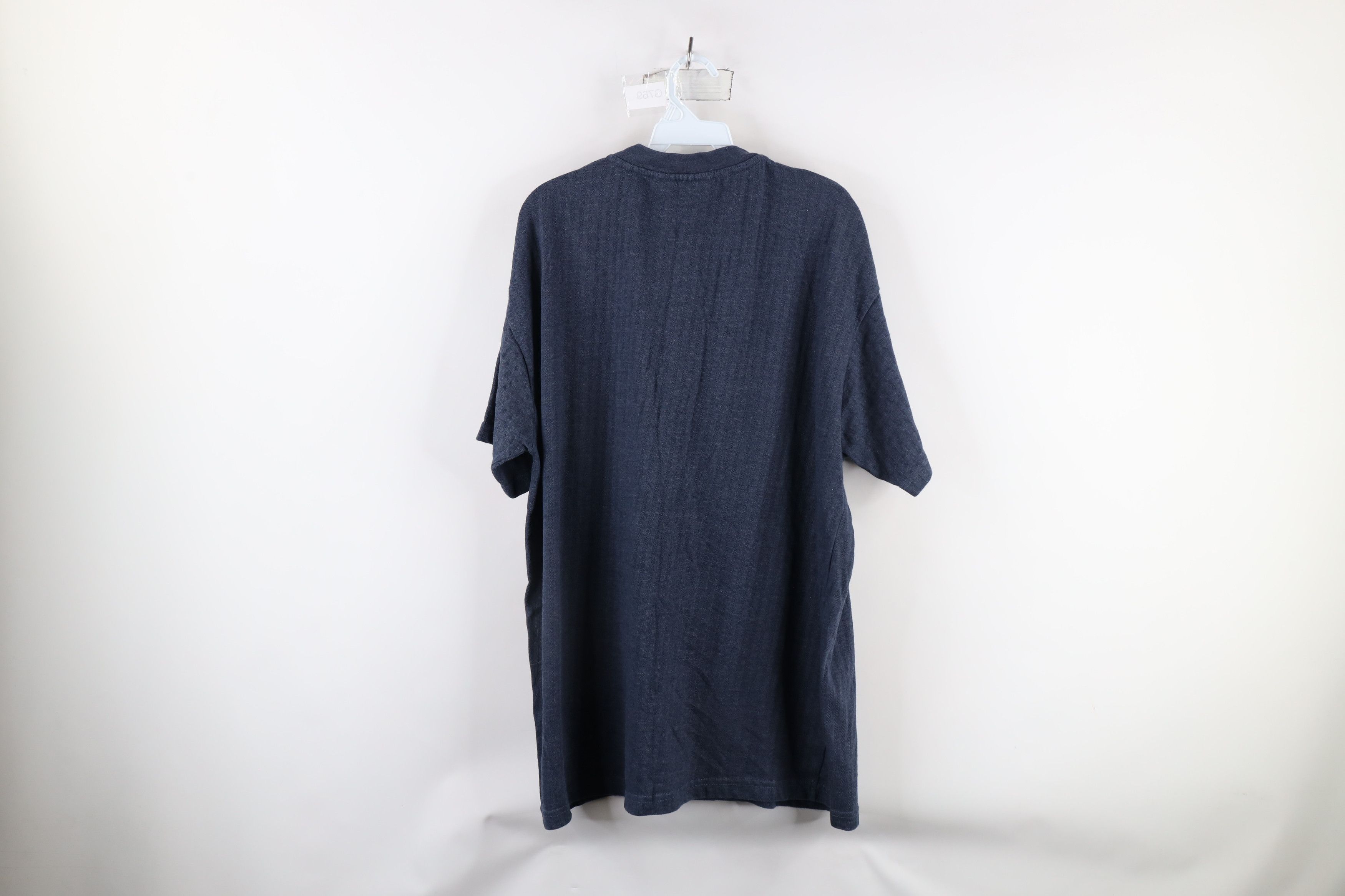 Vintage Vintage 90s Streetwear Striped Knit Henley T-Shirt Blue Size US XL / EU 56 / 4 - 6 Thumbnail