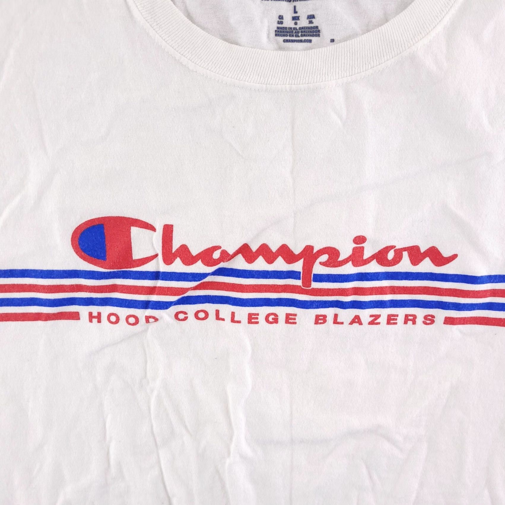 Champion Champion Shirt Womens Large White Cropped Oversize T-Shirt Crew Neck Size L / US 10 / IT 46 - 3 Thumbnail
