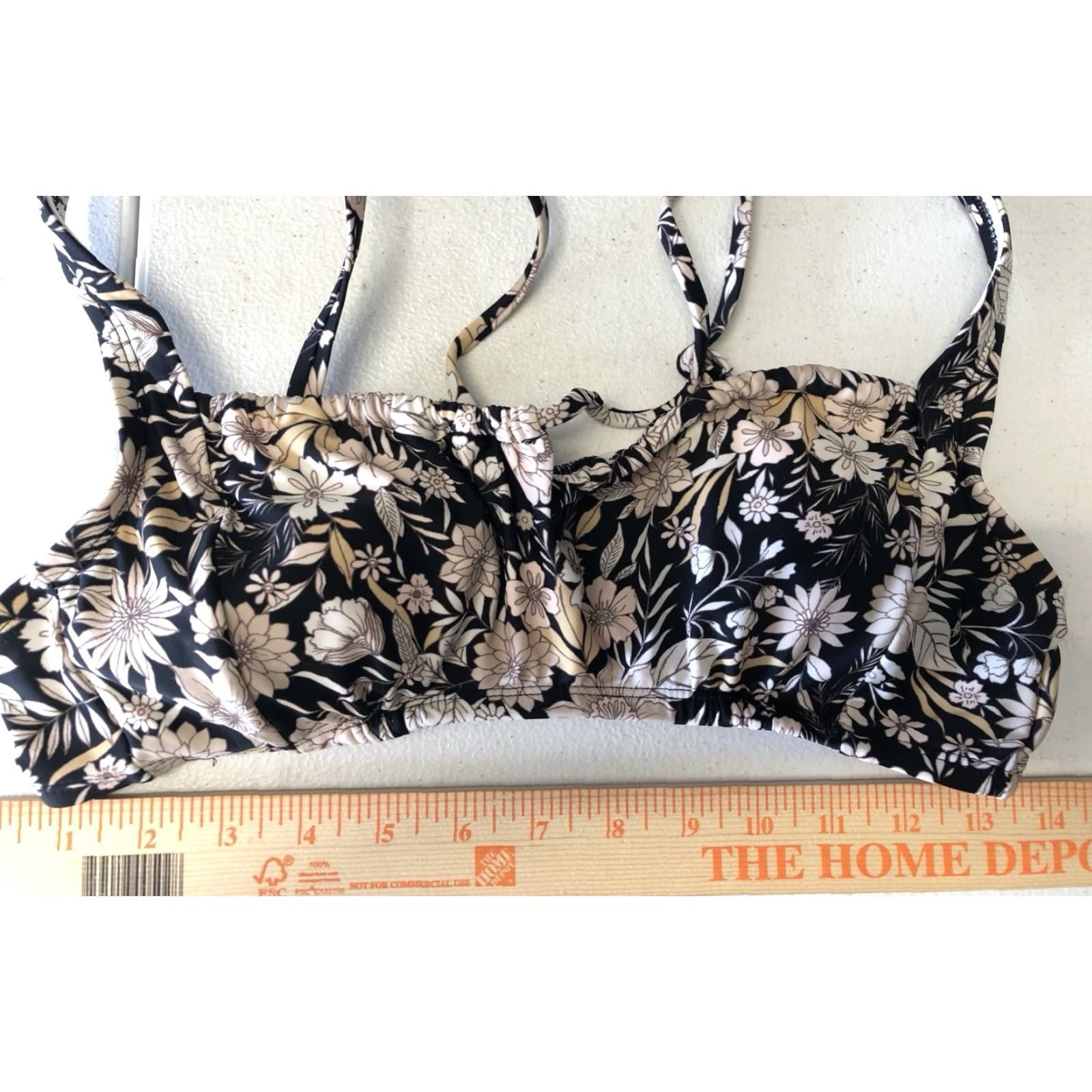 Vintage Kona Sol Bikini Top White Black Peach Floral Size S Small Women Size S / US 4 / IT 40 - 4 Thumbnail