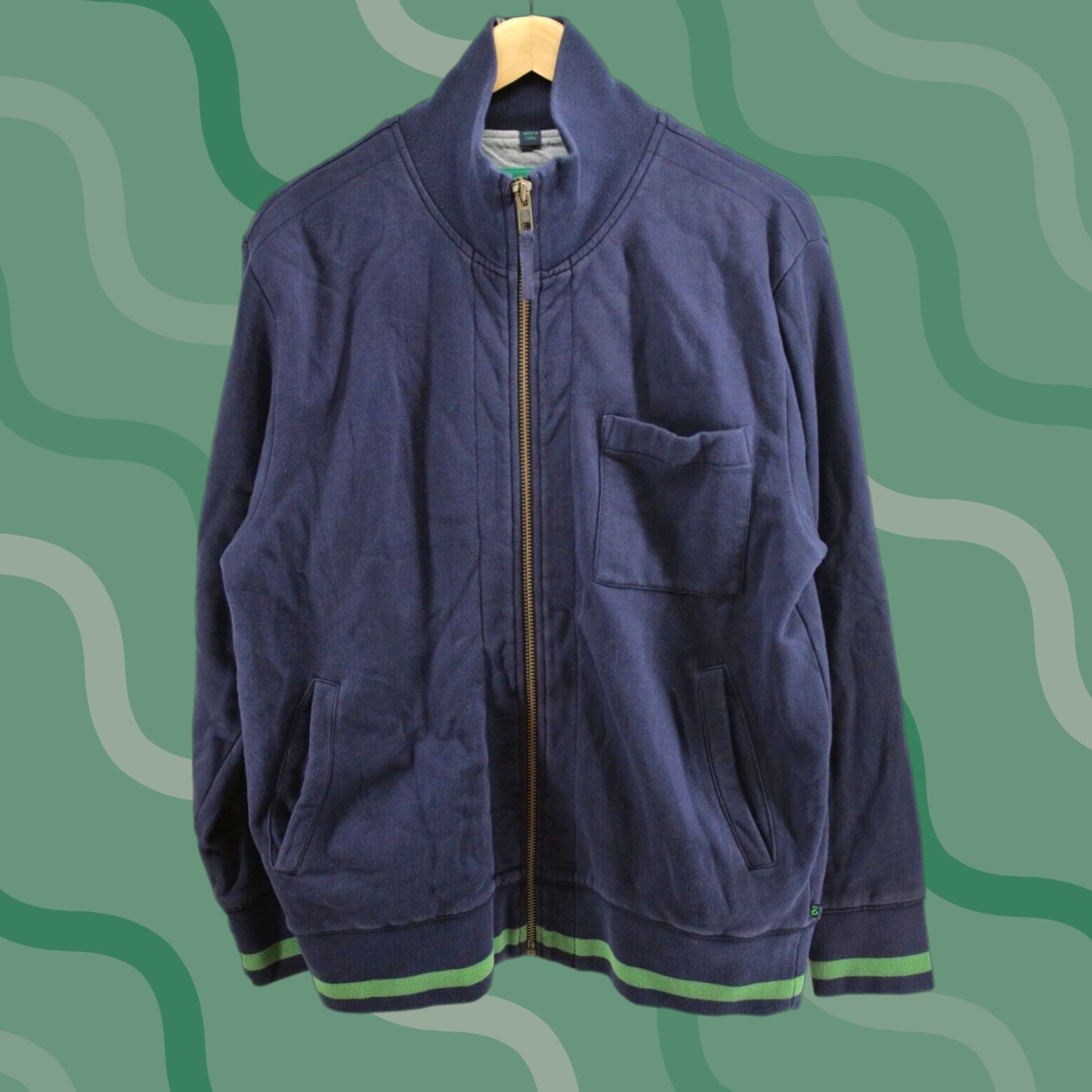 Boden Boden Jacket Men Navy Cotton Full Zip Mock Neck Long Sleeve Size ...