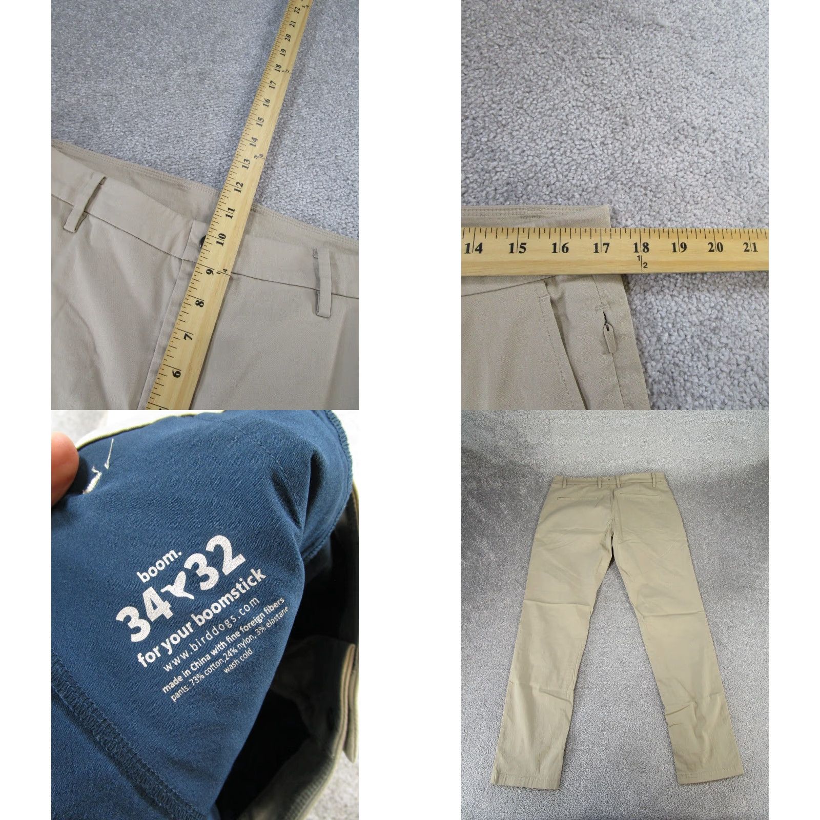 Vintage Birddogs Pants Mens 34 Beige Khaki Lightweight Cotton/Nylon Slim Taper 34X31 Size US 34 / EU 50 - 8 Thumbnail