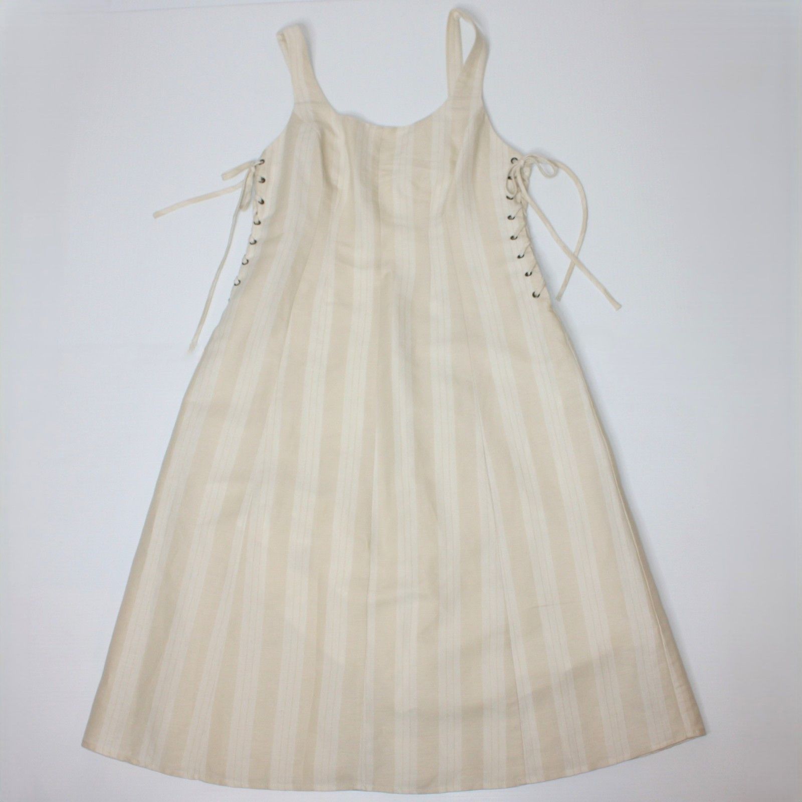 ASTR The Label Elena Beige Striped Lace-up Midi Dress size L $148 NWOT Size L / US 10 / IT 46 - 11 Thumbnail