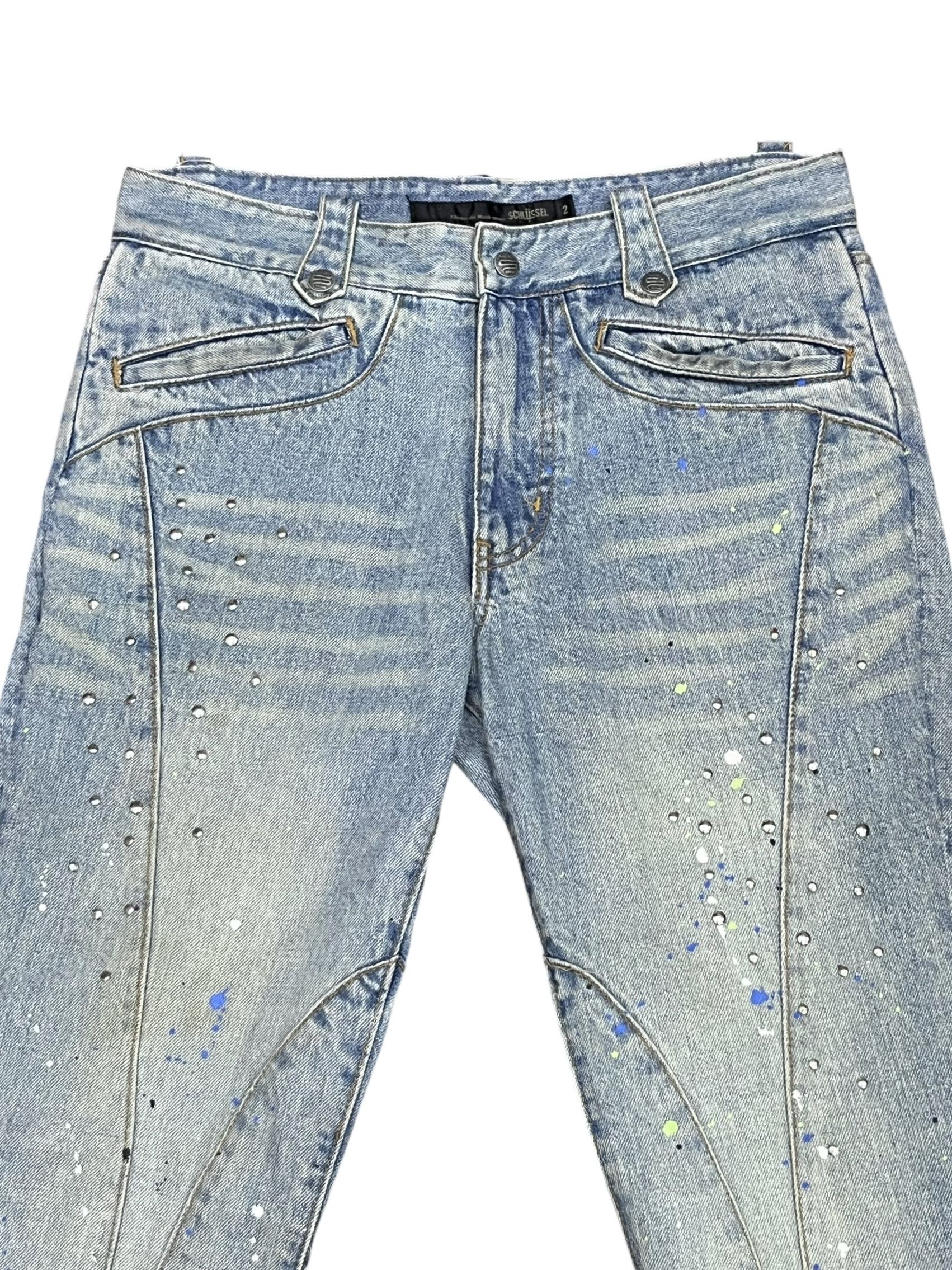 Schlussel 💥Y2K Schlussel Flare Denim Spliced Studs & Splatter RARE Size US 30 / EU 46 - 5 Thumbnail