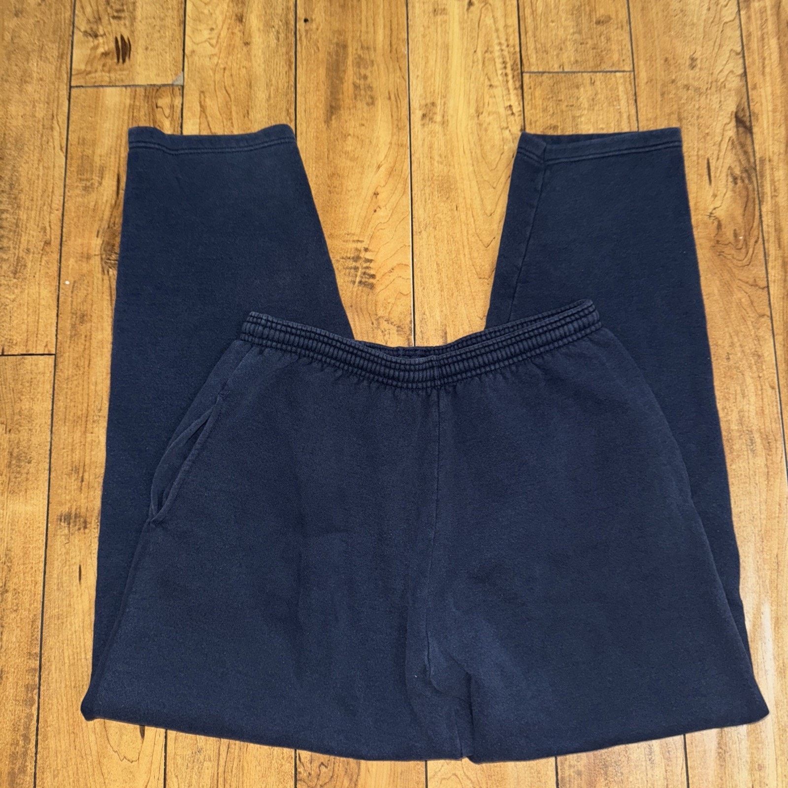 Nike × Vintage Nike Wide Leg Sweatpants Navy Blue XL 34x32 Silver Tag Size US 34 / EU 50 - 2 Thumbnail