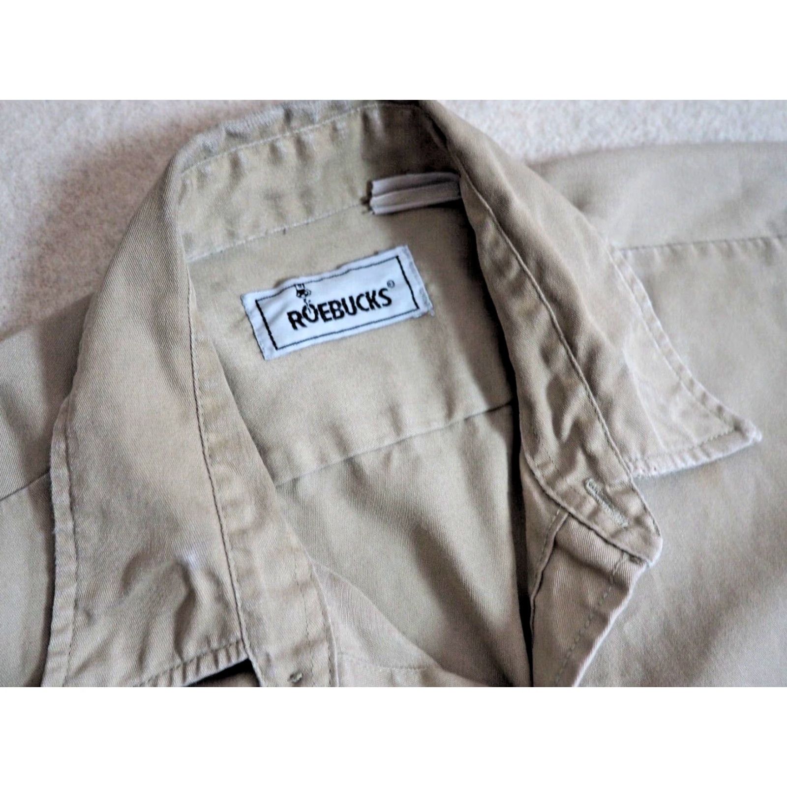 Sears VTG Roebucks Faded Grunge Distress Beige Button Work Shirt Mens L 1980s Beige Grunge Vintage Shirt Mens L Size US L / EU 52-54 / 3 - 5 Thumbnail