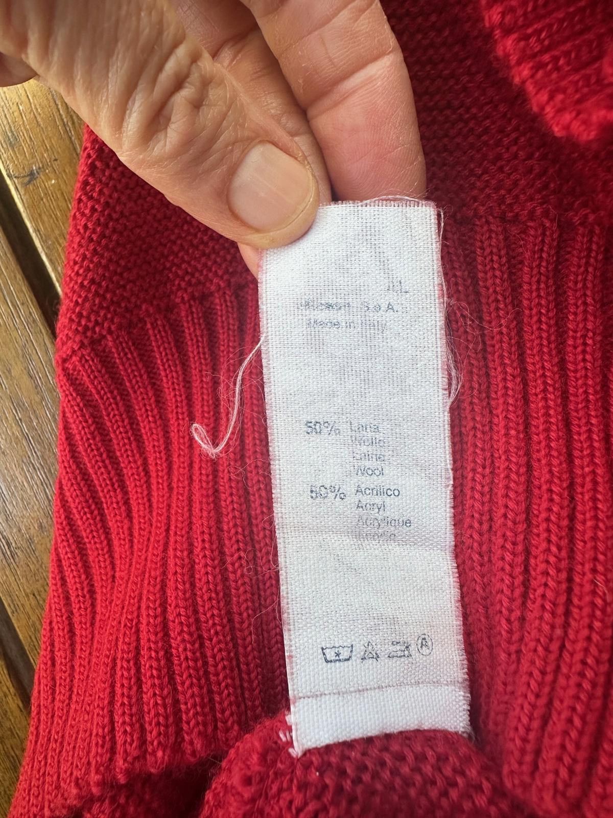 Designer Vintage Ellesse Made in Italy Red Diamond-Knit Sweater Size M / US 6-8 / IT 42-44 - 5 Thumbnail