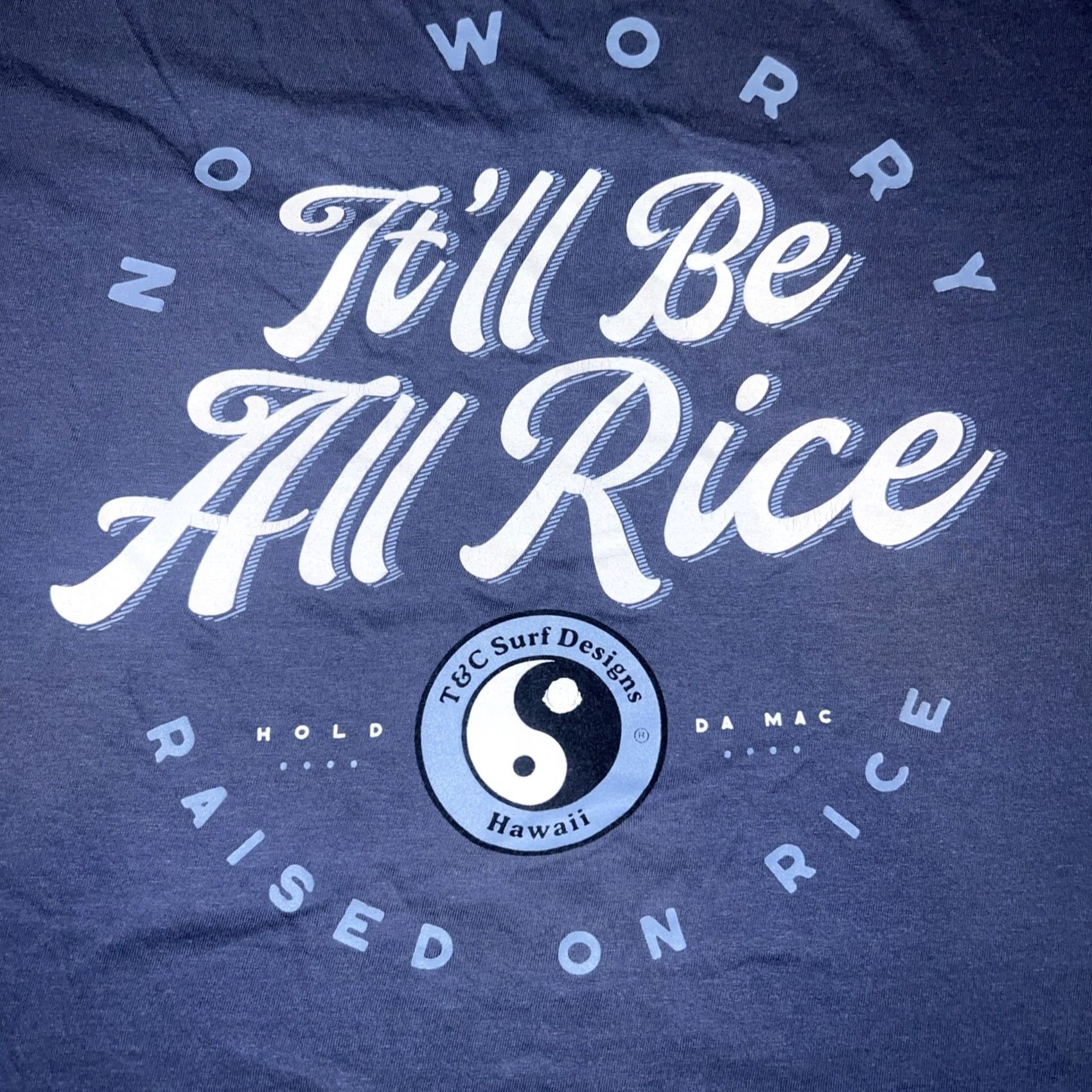 4SDESIGNS Town & Country Surf Designs Hawaii It’ll Be All Rice Raised On Rice Shirt XL Blue Mens T-Shirt 90s Vintage Graphic Print Size US XL / EU 56 / 4 - 3 Thumbnail