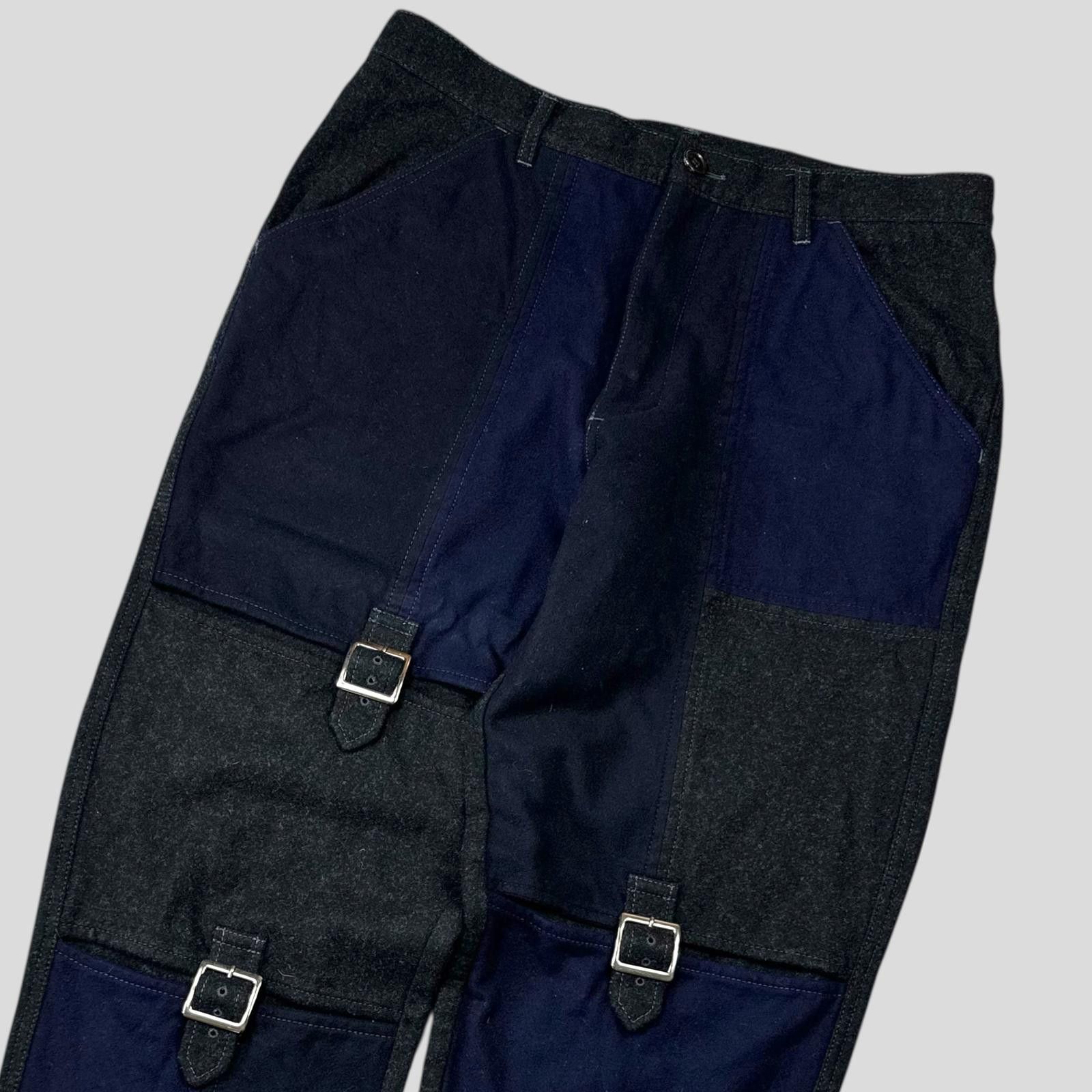 Comme des Garcons CDG SHIRT 00’s Buckle Patchwork Panelled Wool Trousers - L Size US 35 - 2 Thumbnail