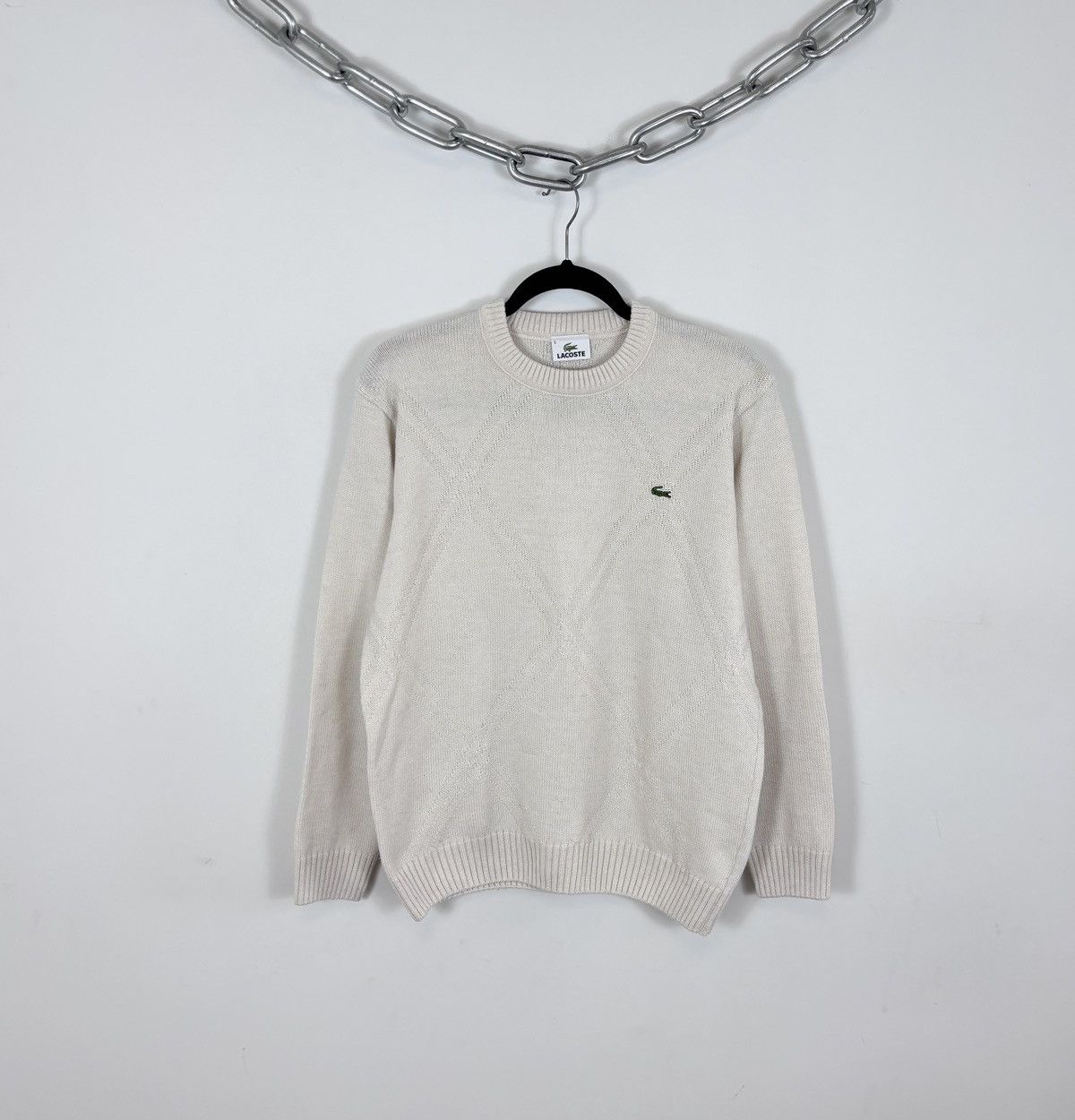 Lacoste Lacoste Vintage Men’s Ivory Argyle Knit Wool Blend Sweater Size US M / EU 48-50 / 2 - 1 Thumbnail