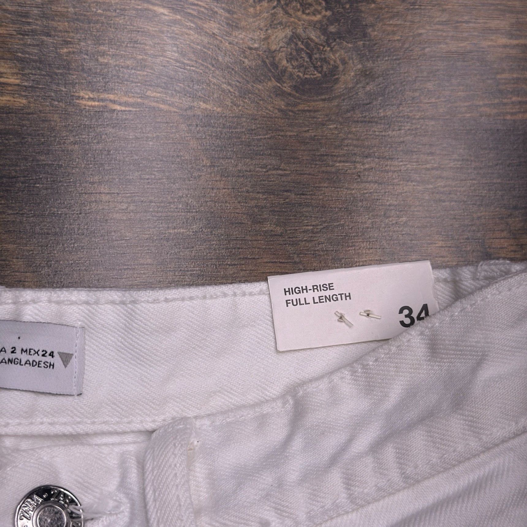 Zara Zara Jeans Womens 2 White Wide-Leg High Rise 32.5in Inseam Distressed 5-Pocket Denim Bohemian City Shirt? Size 26" / US 2 / IT 38 - 6 Thumbnail