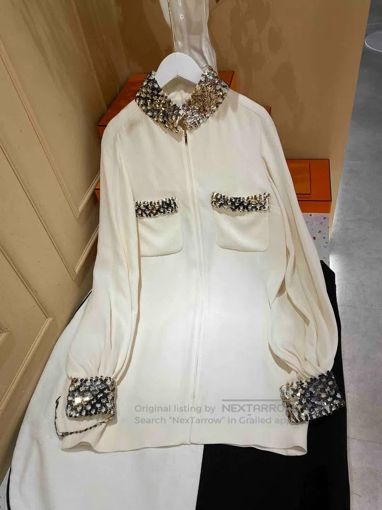 Chanel Chanel 16a Roman white gold sequin long coat Size XXS / US 00 / IT 34 - 1 Thumbnail