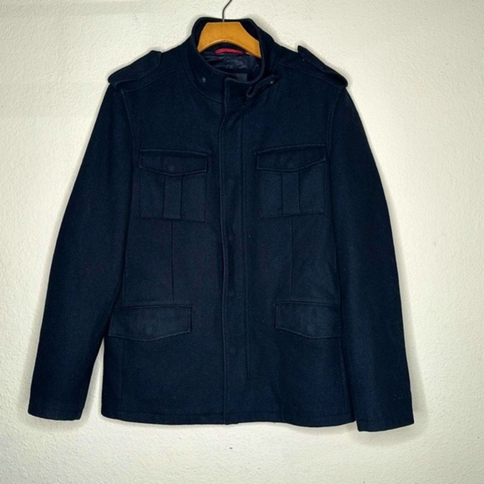 Ben Sherman Ben Sherman Wool Military Style Pea Coat Dark Gray (Black) L Size US L / EU 52-54 / 3 - 5 Thumbnail