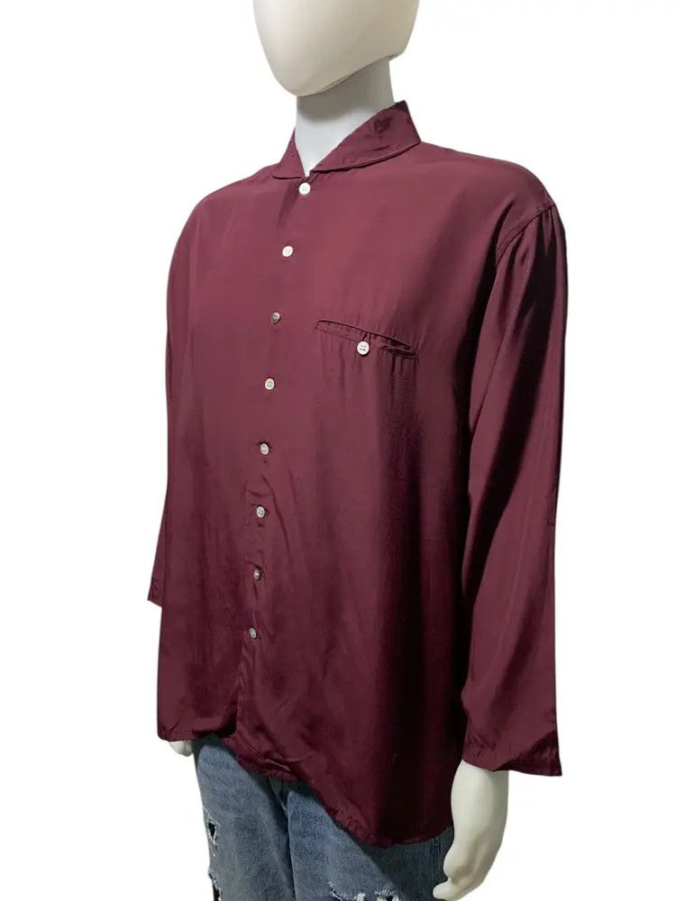 Yohji Yamamoto Yohji Yamamoto Y' s shawl collar rayon over shirt maroon Size US L / EU 52-54 / 3 - 2 Thumbnail