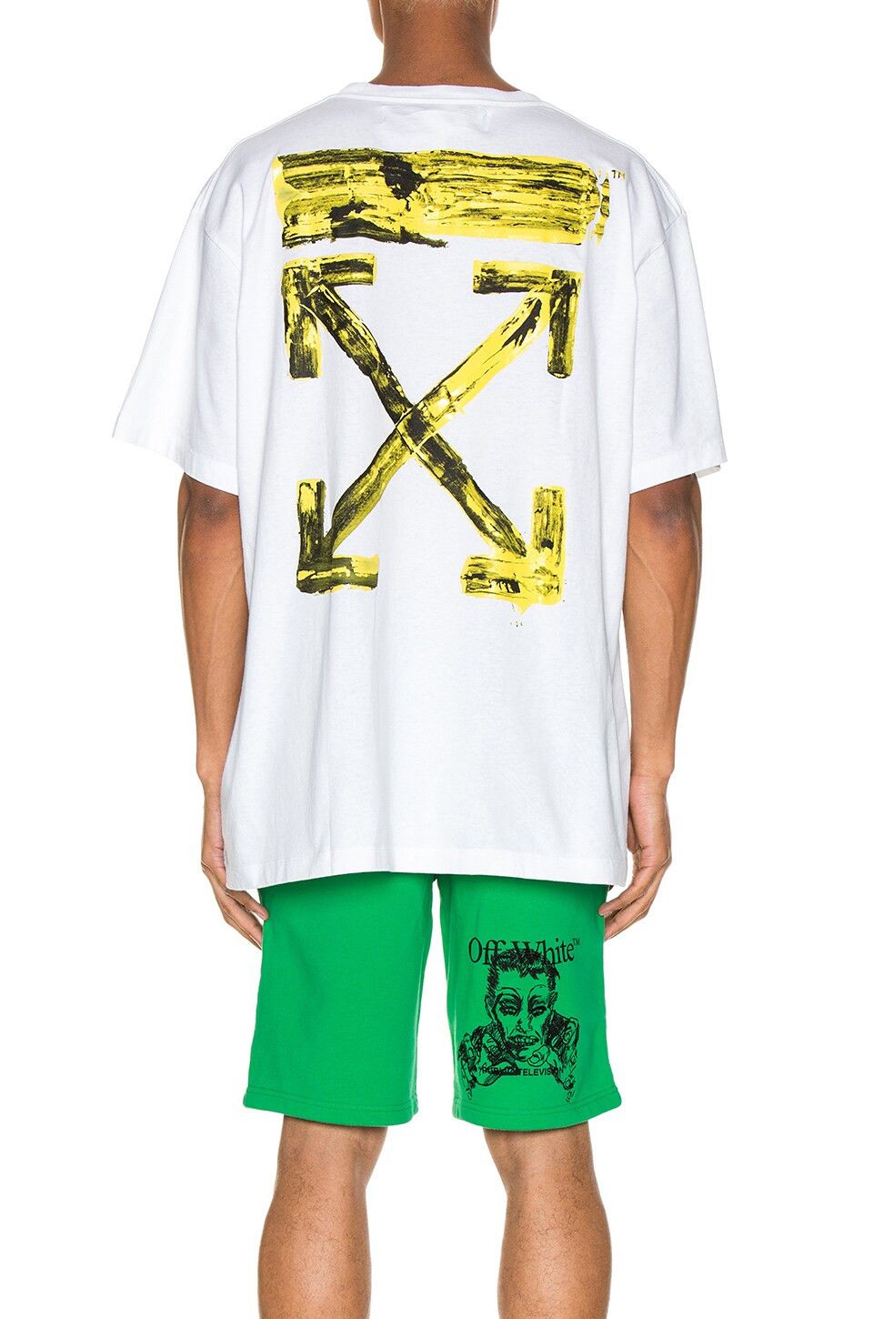 Off-White White and Yellow Acrylic Arrows Logo Oversized T-Shirt Size US M / EU 48-50 / 2 - 2 Thumbnail