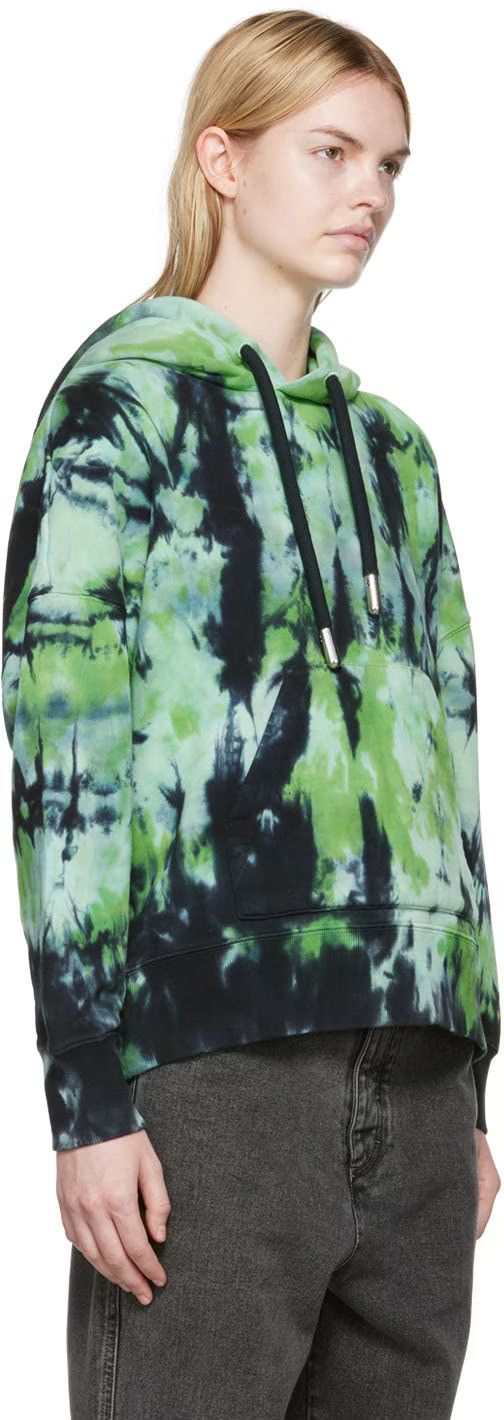 AMI USD410 AMI PARIS GREEN TIE-DYE COTTON HOODIE Size M / US 6-8 / IT 42-44 - 8 Thumbnail