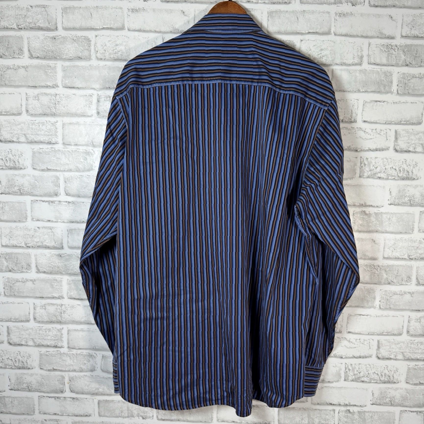 BUGATCHI Bugatchi Uomo Shirt Adult XXL Blue Long Sleeve Button Down Striped Mens Size US XXL / EU 58 / 5 - 5 Thumbnail