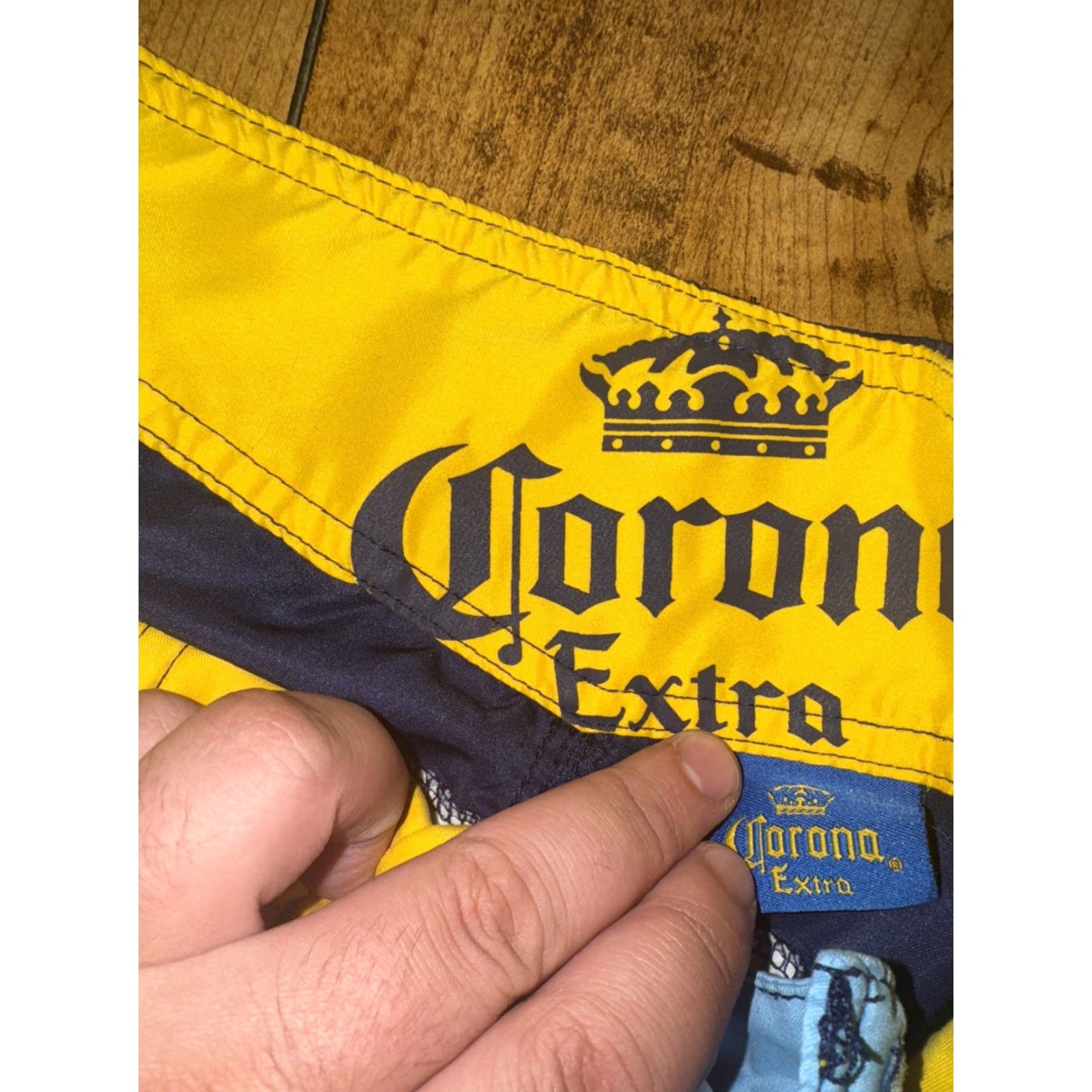 Vintage Corona Extra Board Shorts Swim Trunks Blue 34x10 Beer Logo Beachwear Size US 34 / EU 50 - 3 Thumbnail