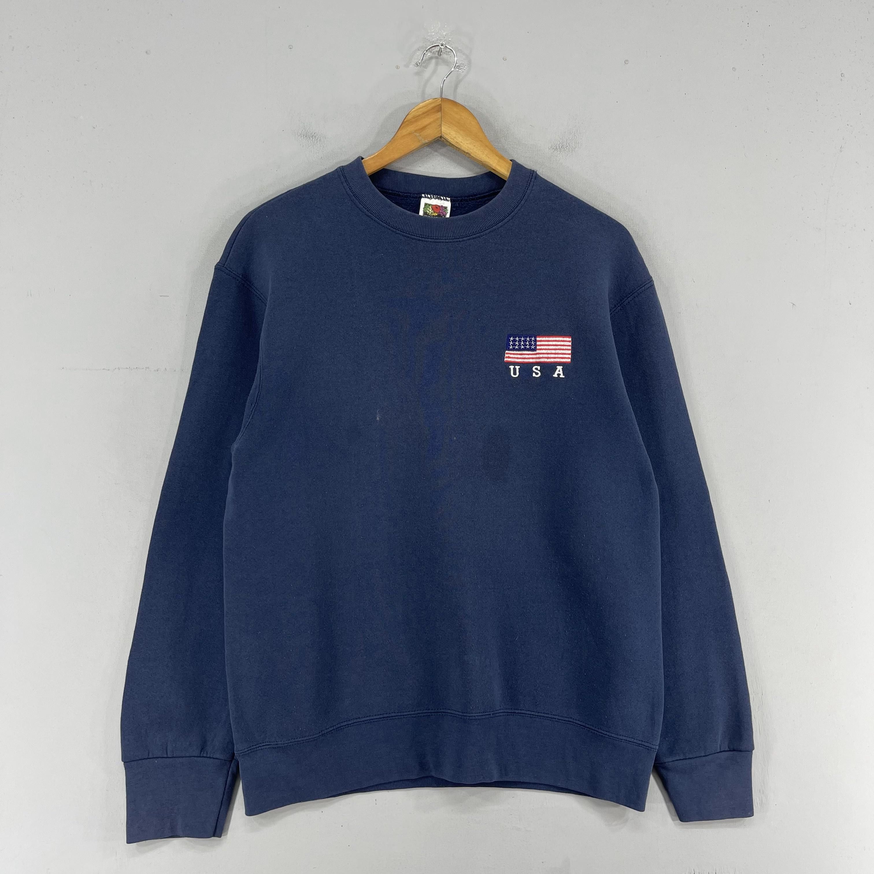 American Apparel × Vintage Vintage Plain Blue Usa National Flag Embroidery Sweatshirt Size US M / EU 48-50 / 2 - 5 Thumbnail