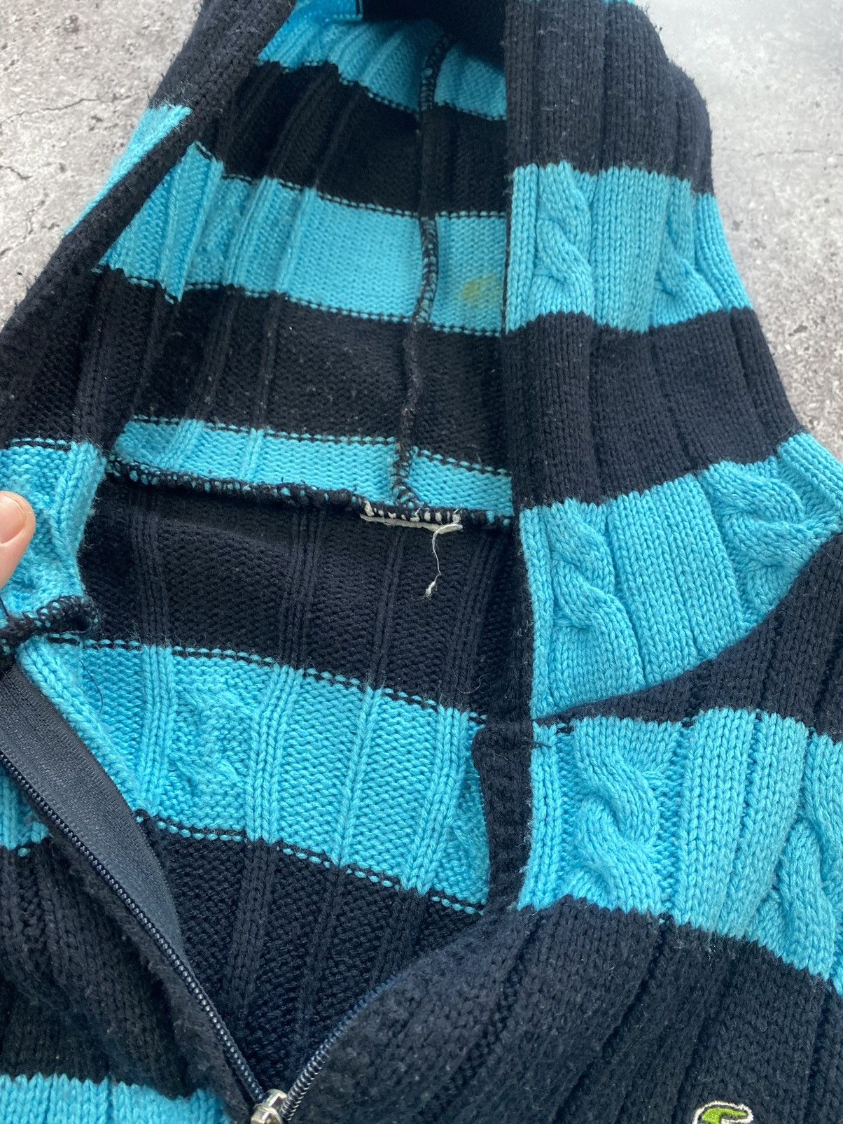 Lacoste × Vintage Vintage Lacoste knitted zip hoodie 90’s blue/black bootleg Size US L / EU 52-54 / 3 - 6 Thumbnail