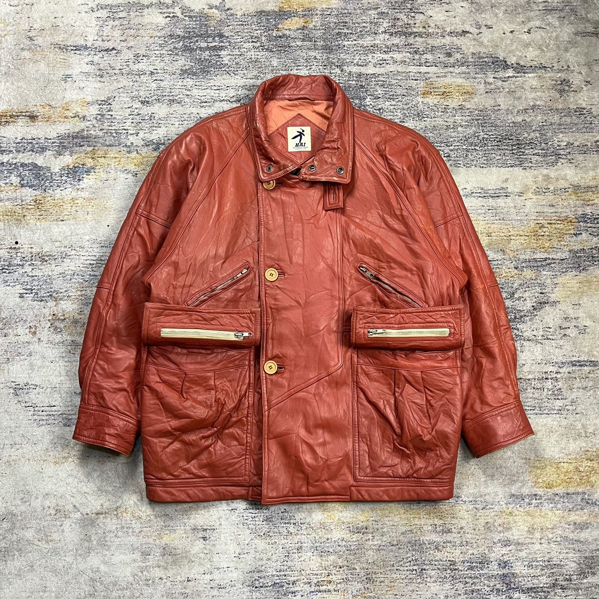 Hai Sporting Gear Vintage 90s Hai sporting gear multi pocket leather jacket Size US L / EU 52-54 / 3 - 2 Thumbnail