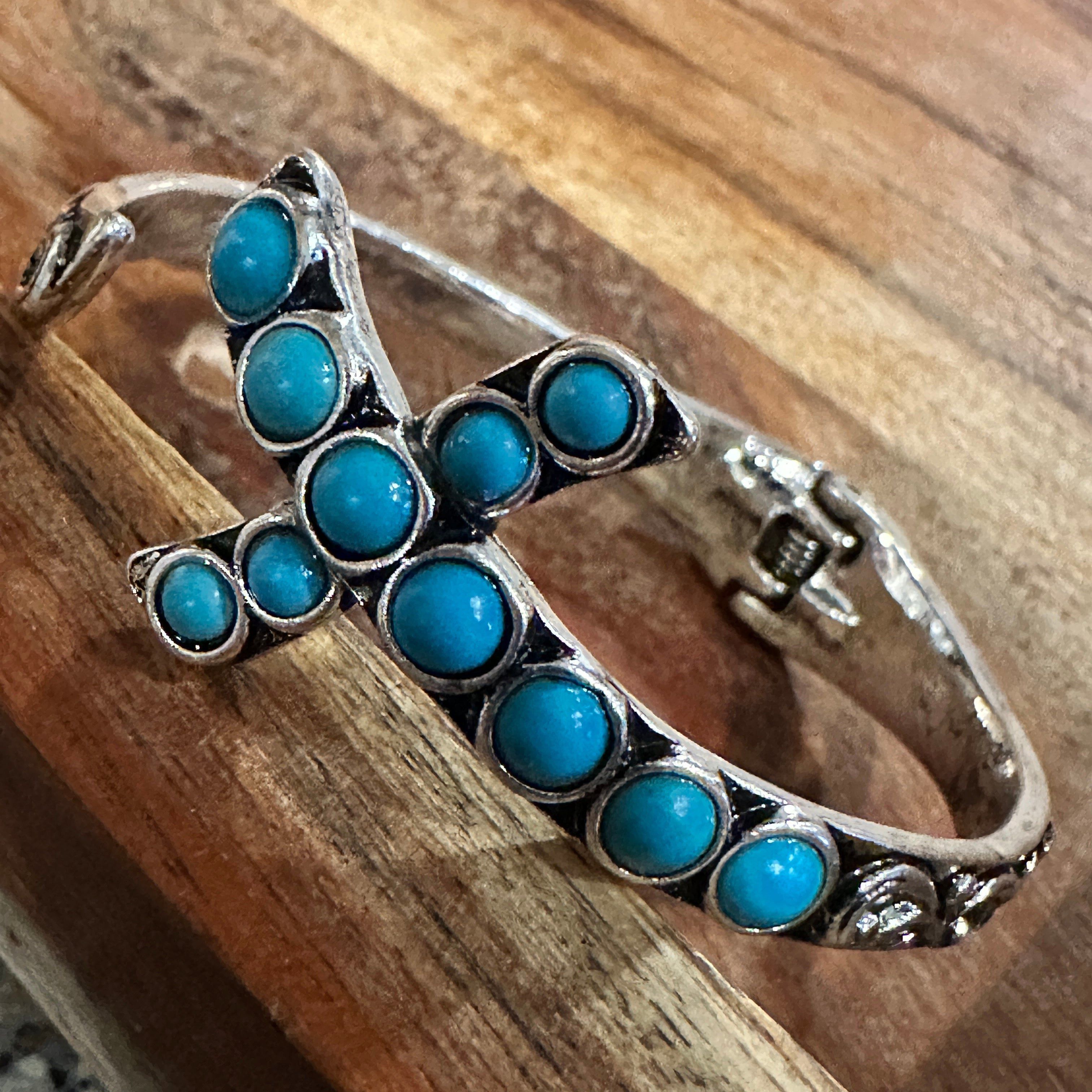 Other Boho Chic Religion Spiritual Elegance Turquoise Bead Cross B Size ONE SIZE - 3 Thumbnail