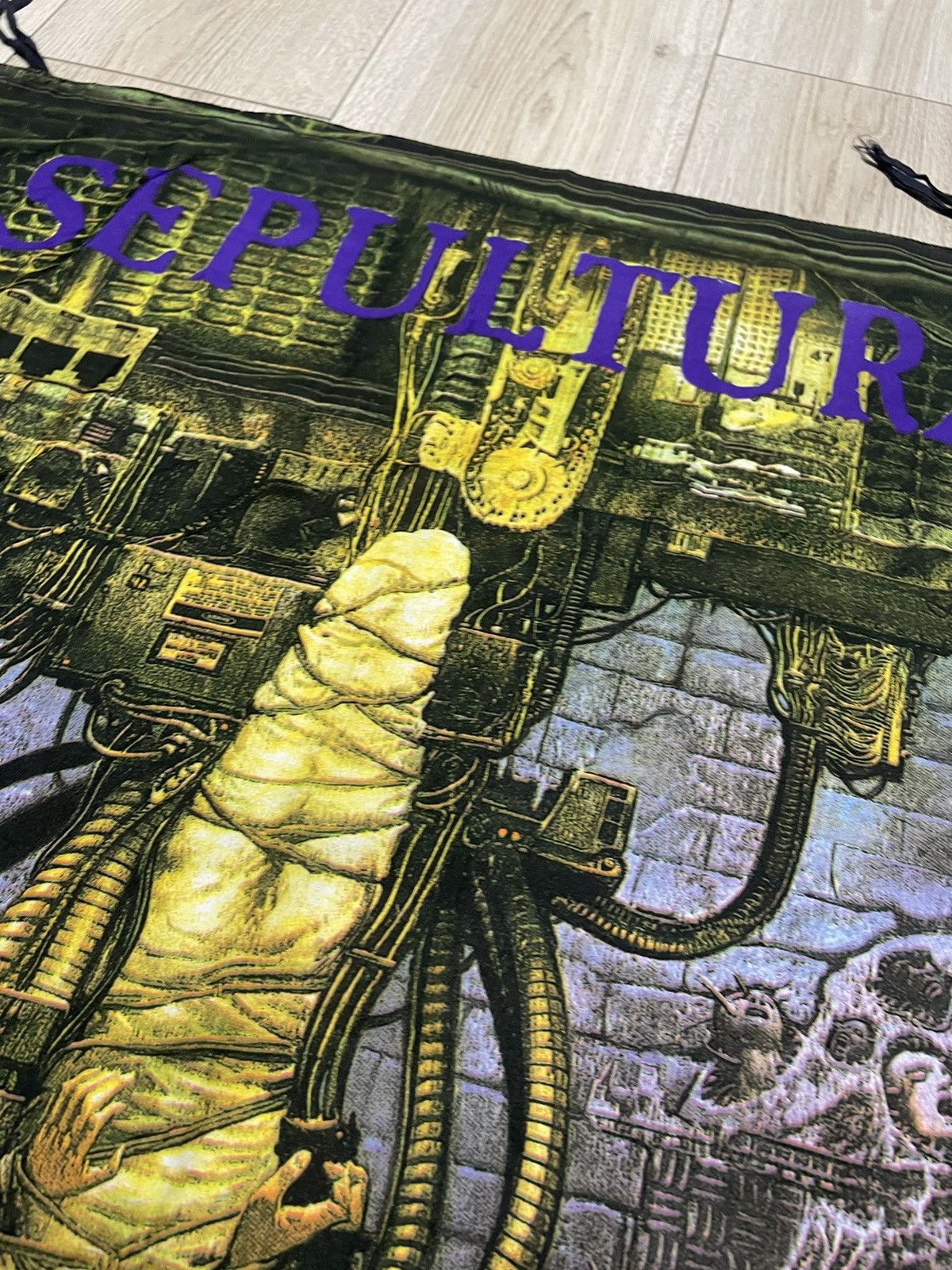 Band Tees Vintage 1993 Sepultura Chaos AD Band Poster Rare Scarf Size ONE SIZE - 8 Thumbnail