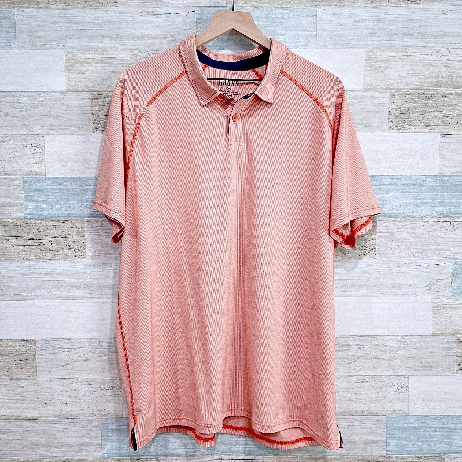 Rhone RHONE Delta Pique Mesh Polo Shirt Orange Mens XXL 2XL Size US XXL / EU 58 / 5 - 1 Thumbnail