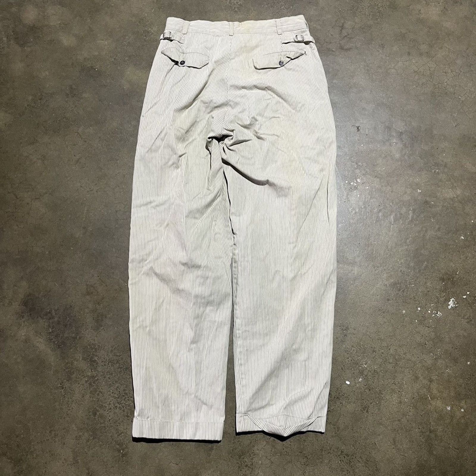 Vintage Vintage 50s White/Green Striped Side Clasp Pants 28x29 Size US 28 / EU 44 - 4 Thumbnail